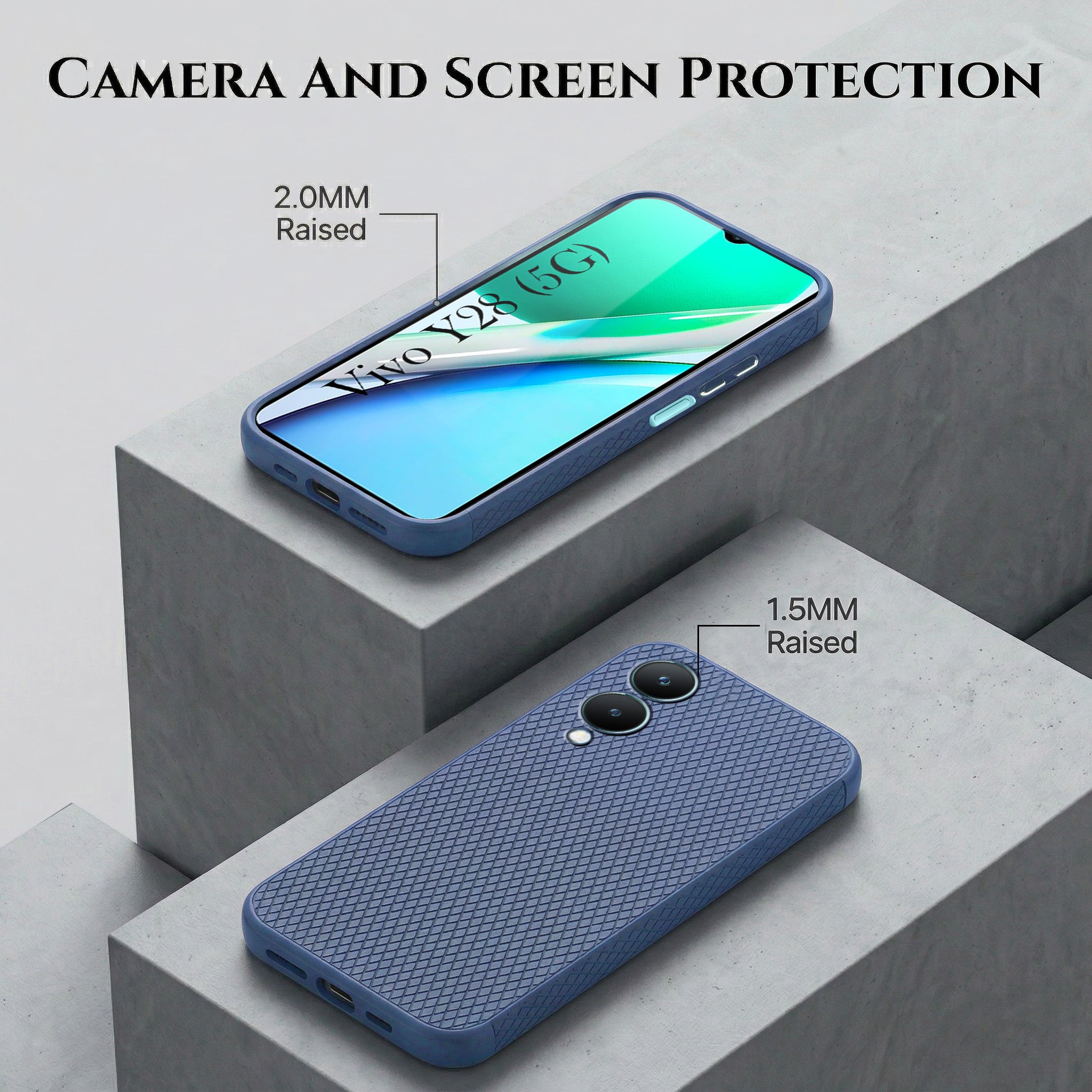 For Vivo Y28 5G Combo with Back Cover and 9H Tempered Glass (Liquid Silicone | Camera Protection | Oleophobic Coating Screen Glass)
