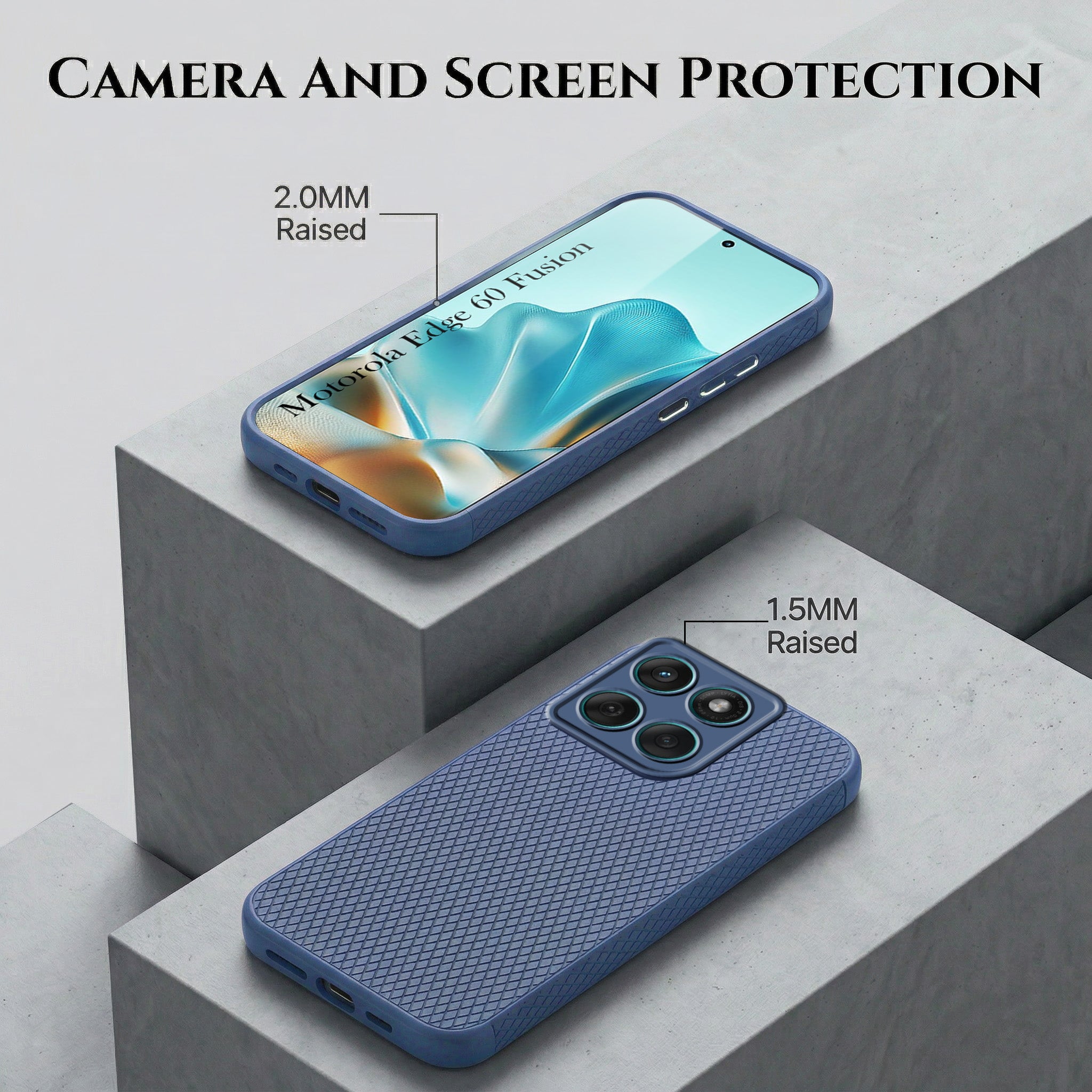For Motorola Moto Edge 60 Fusion Combo with Back Cover and 9H Tempered Glass (Liquid Silicone | Camera Protection | Oleophobic Coating Screen Glass)