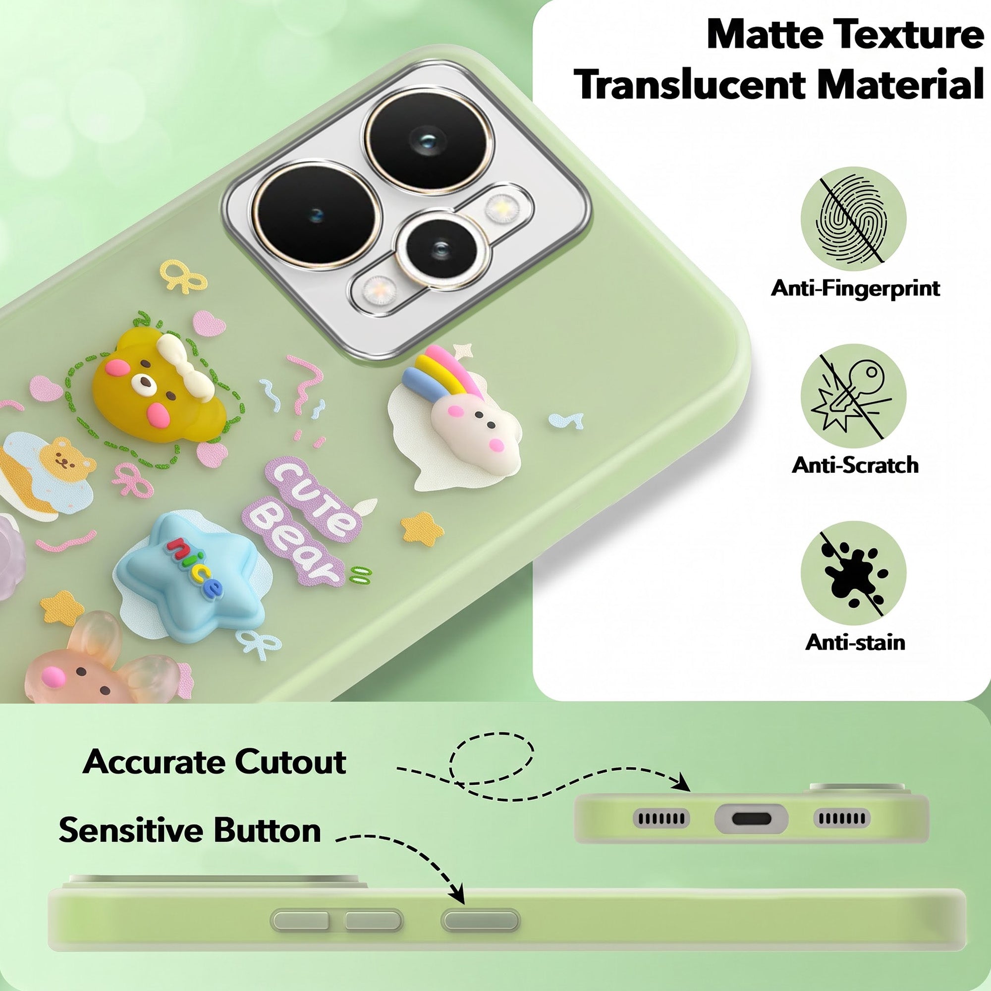 For Realme 15 Back Cover Case (3D Cute Cartoons | Hard Back Side Soft | Matte Premium Finish | HD Printing)