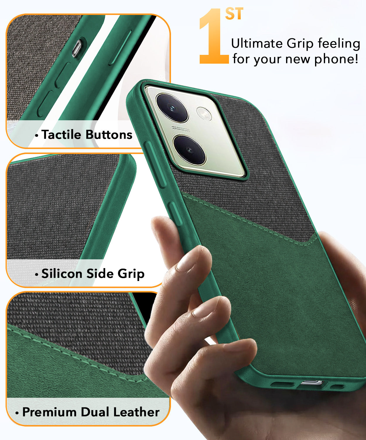 For Vivo Y200 Pro 5G Back Cover Case (Dual PU Leather Stitch | Professional Minimalist | Soft and Flexible)