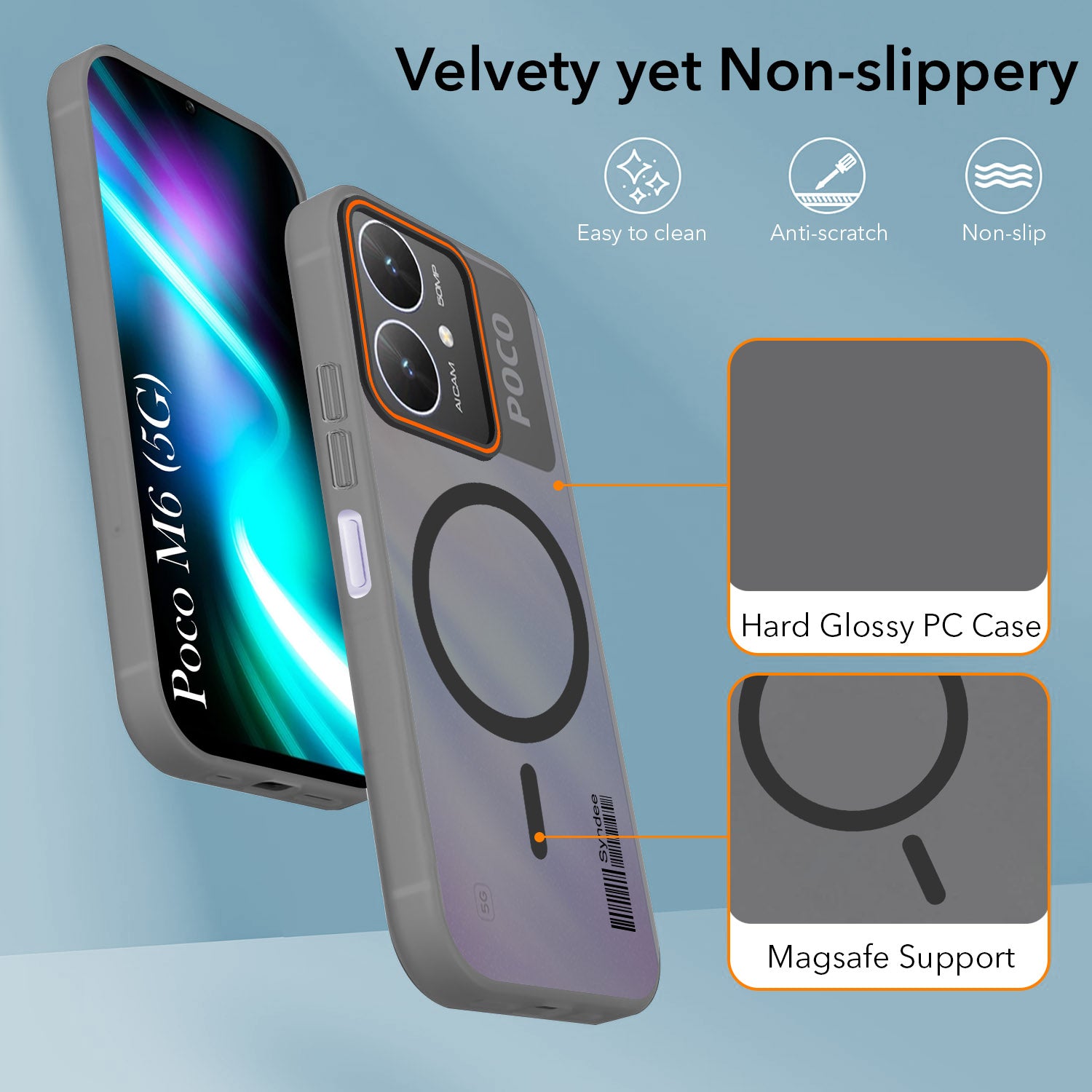 For Poco M6 5G Back Cover Case (Soft Touch | Camera Bump Protection | MagSafe Compatible | Matte Finish)
