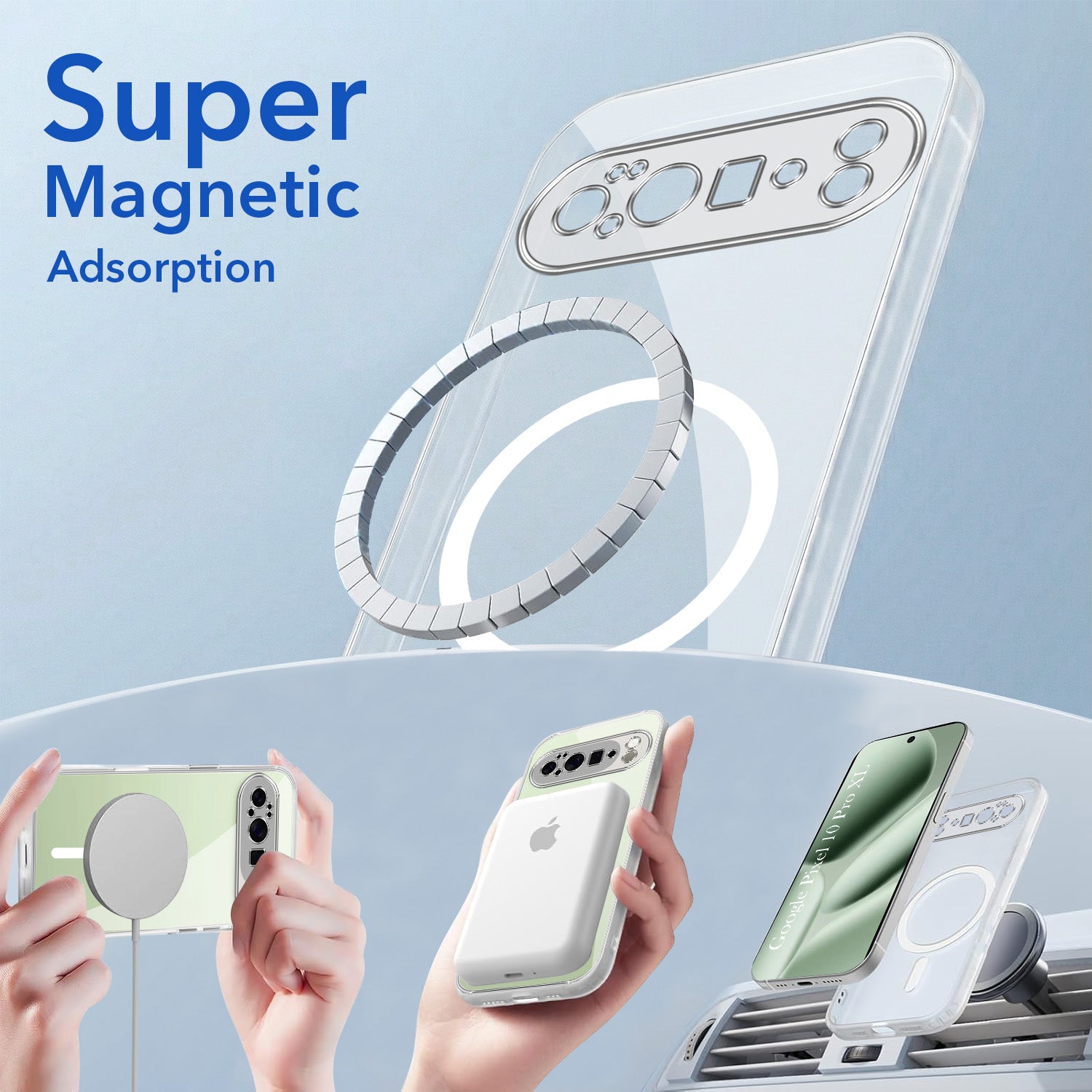 For Google Pixel 10 Pro XL Back Cover Case Lifetime Anti-Yellow MagSafe Compatible Clear (Sleek Hard Crystal | Shockproof and Camera Protection)