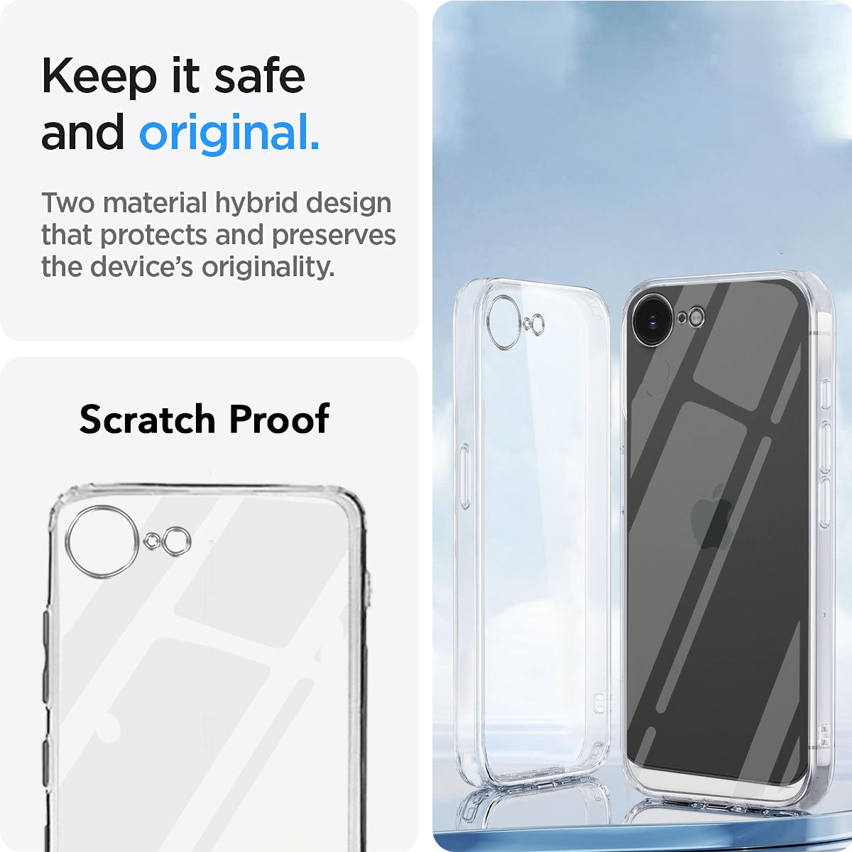 For Apple iPhone 16e | iPhone 17e Back Cover (Silicone Clear Shockproof Case with Camera Protection | Soft and Flexible | Transparent)