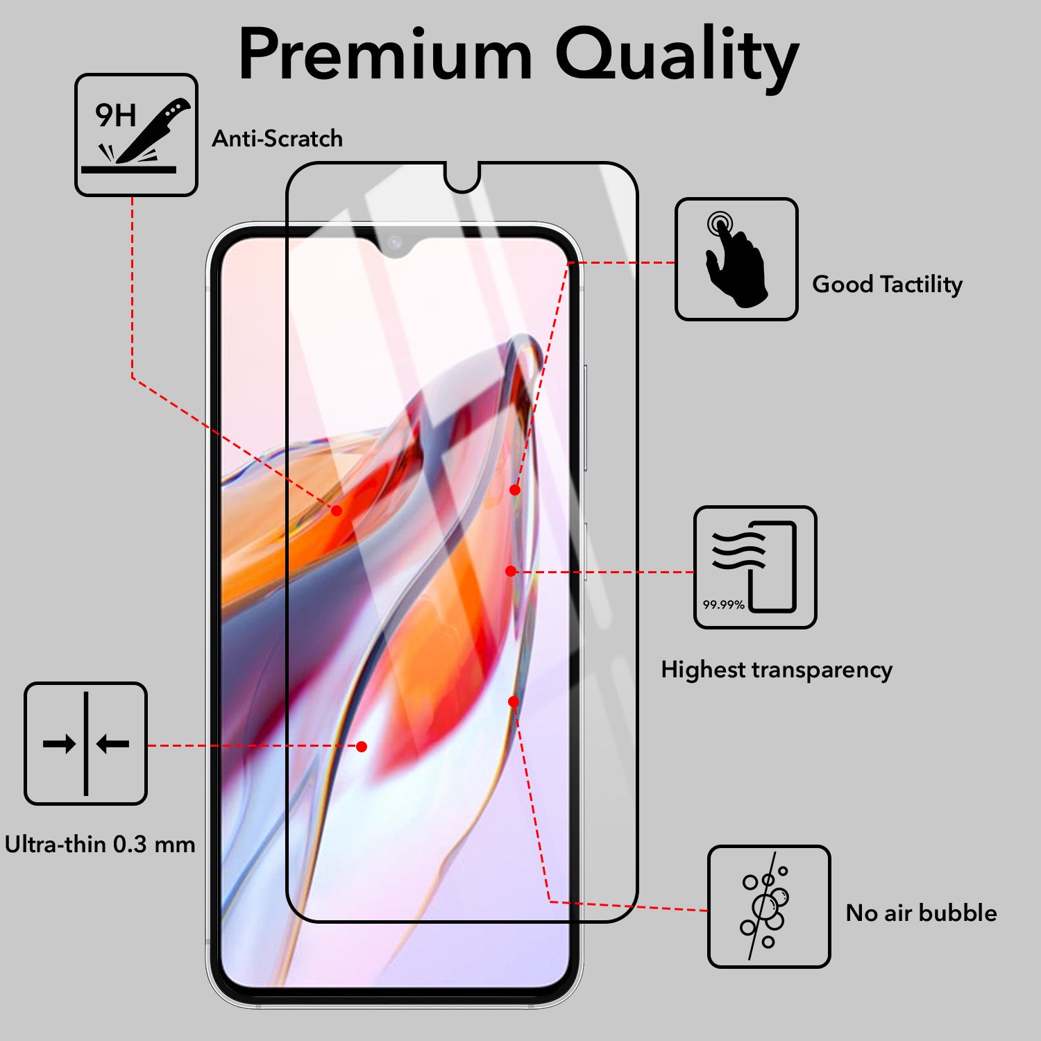 Tempered Glass For Xiaomi Redmi 12C Military-Grade Gorilla Screen Protector With Installation Kit | Shatterproof, Full Coverage, HD Clear, Scratch Resistant (Pack of 1)