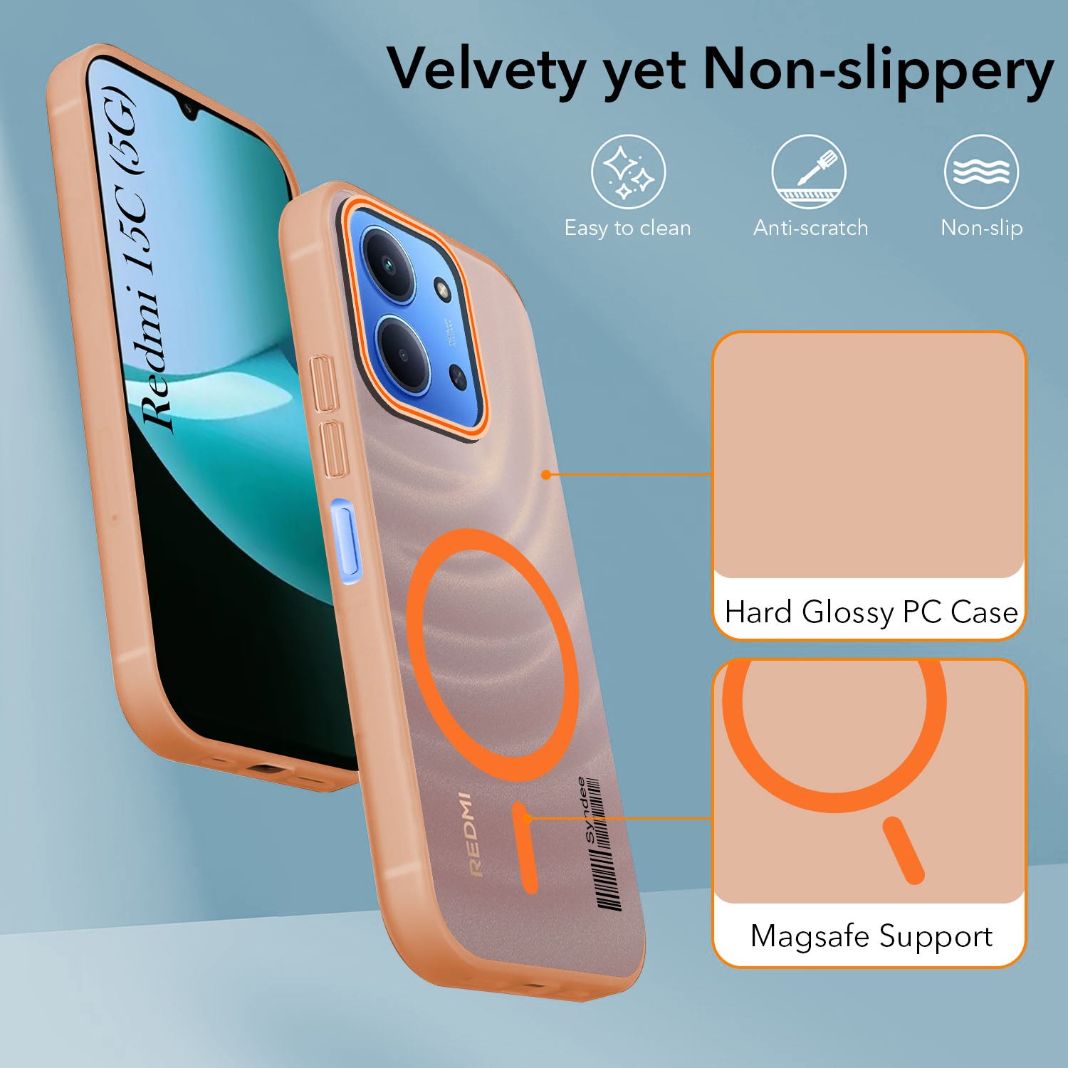For Redmi 15C Back Cover Case (Soft Touch | Camera Bump Protection | MagSafe Compatible | Matte Finish)