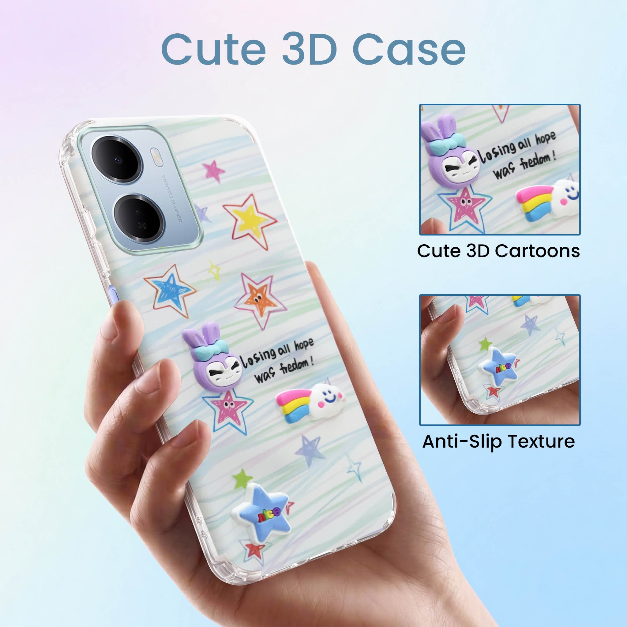 For Redmi 15A 5G Back Cover Case (3D Cute Cartoons | Hard Back Side Soft | Matte Premium Finish | HD Printing)
