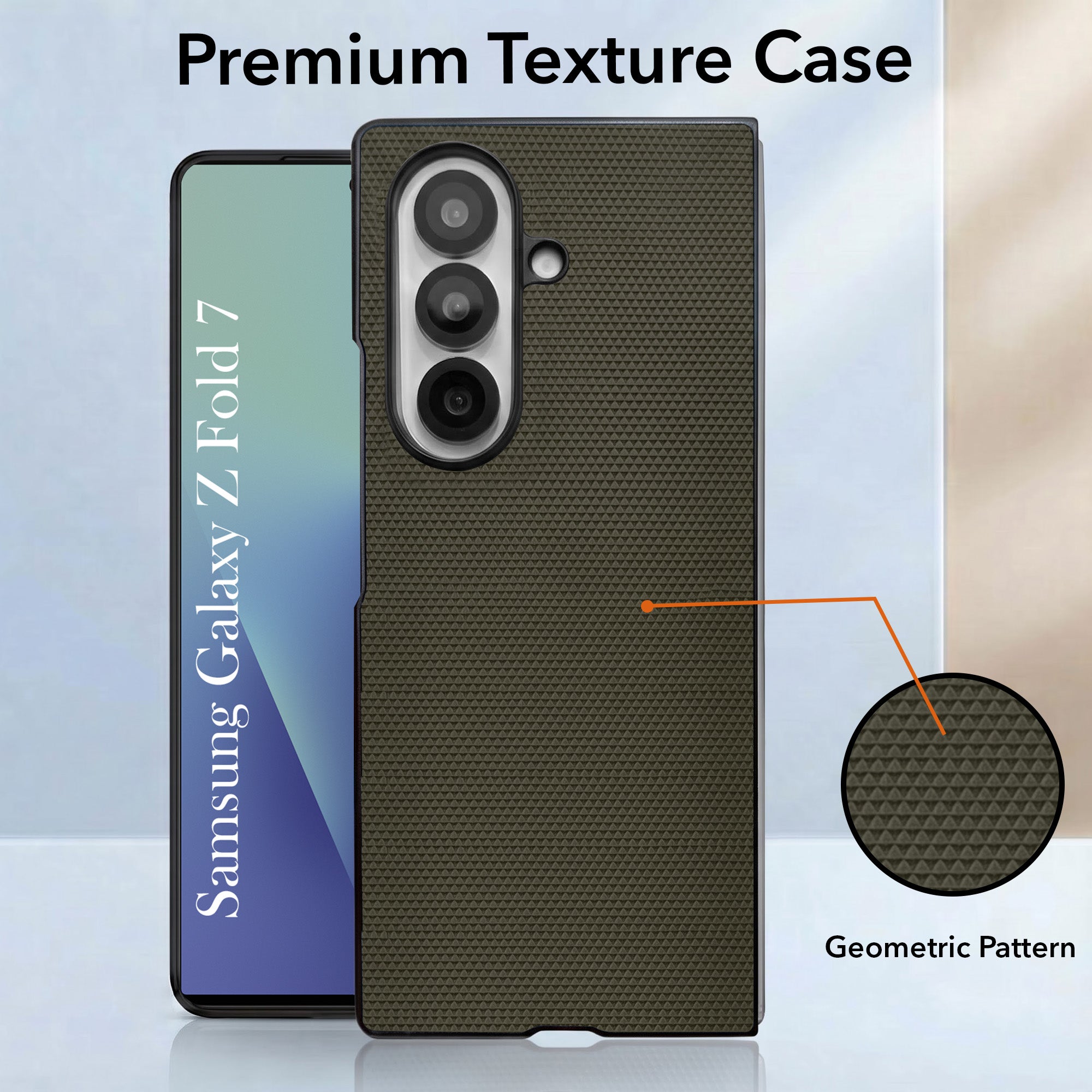 For Samsung Galaxy Z Fold 7 Premium Cover Case (Geometric Textured Hard PC | Soft Cloth Lining & Slim Shockproof Protection)