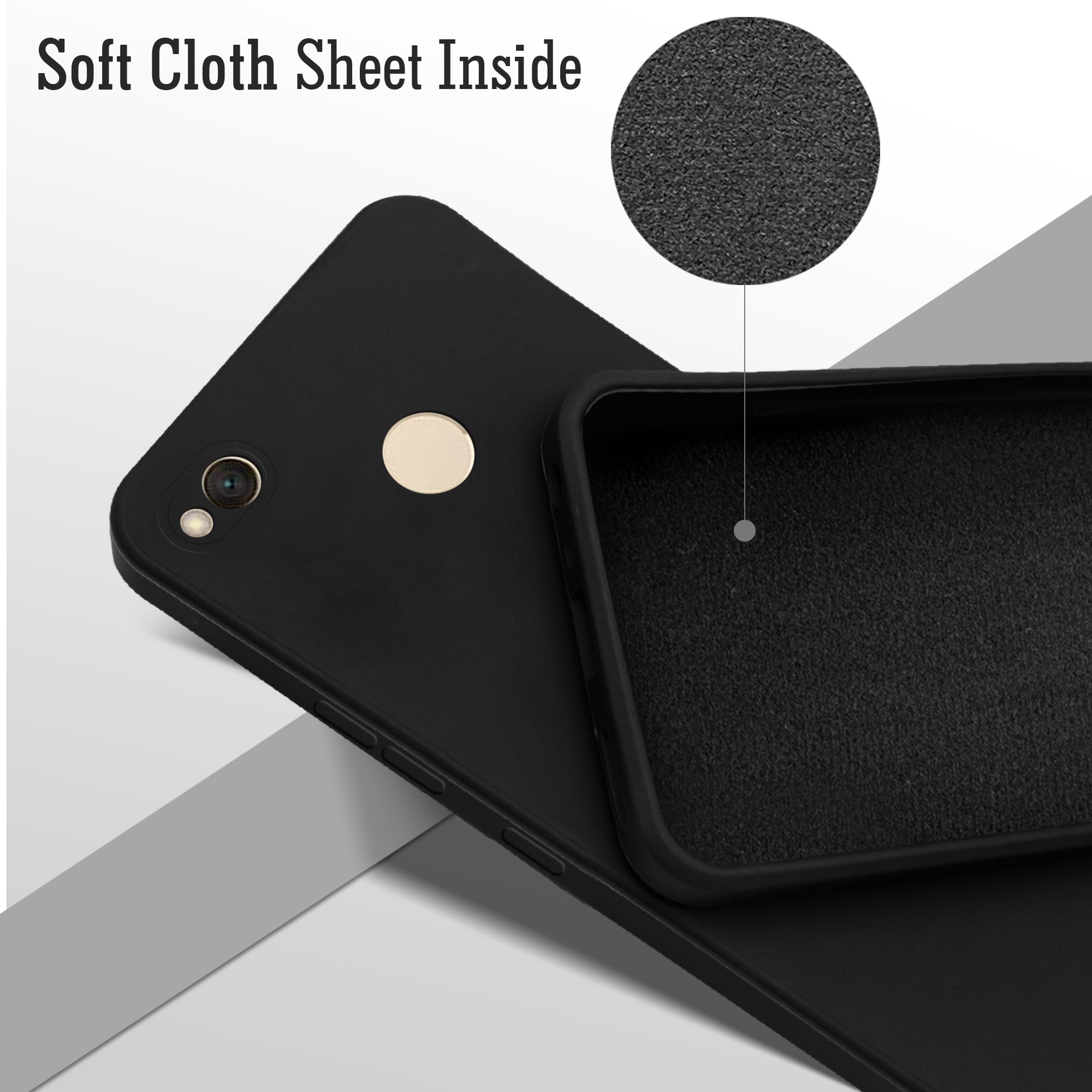 For Xiaomi Redmi 4X Back Cover Case (Matte Finish Silicone with Inside Fiber cloth |Black)