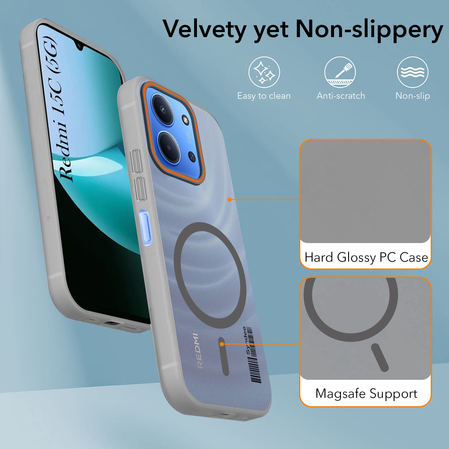 For Redmi 15C Back Cover Case (Soft Touch | Camera Bump Protection | MagSafe Compatible | Matte Finish)