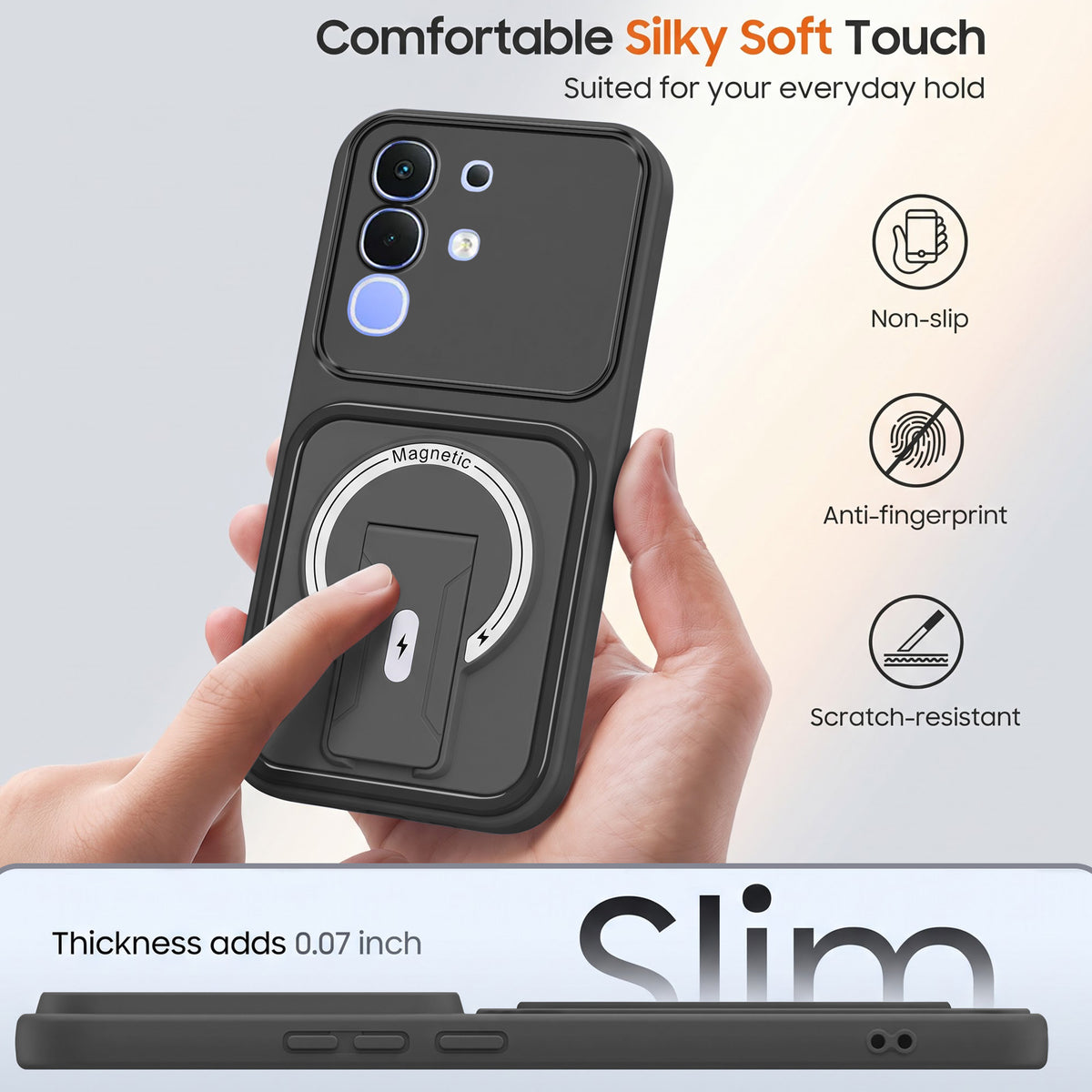 For Vivo iQOO Z10x Back Case Cover Metallic (Hybrid Armor Kickstand | MagSafe Compatible | Camera Protection Shockproof)