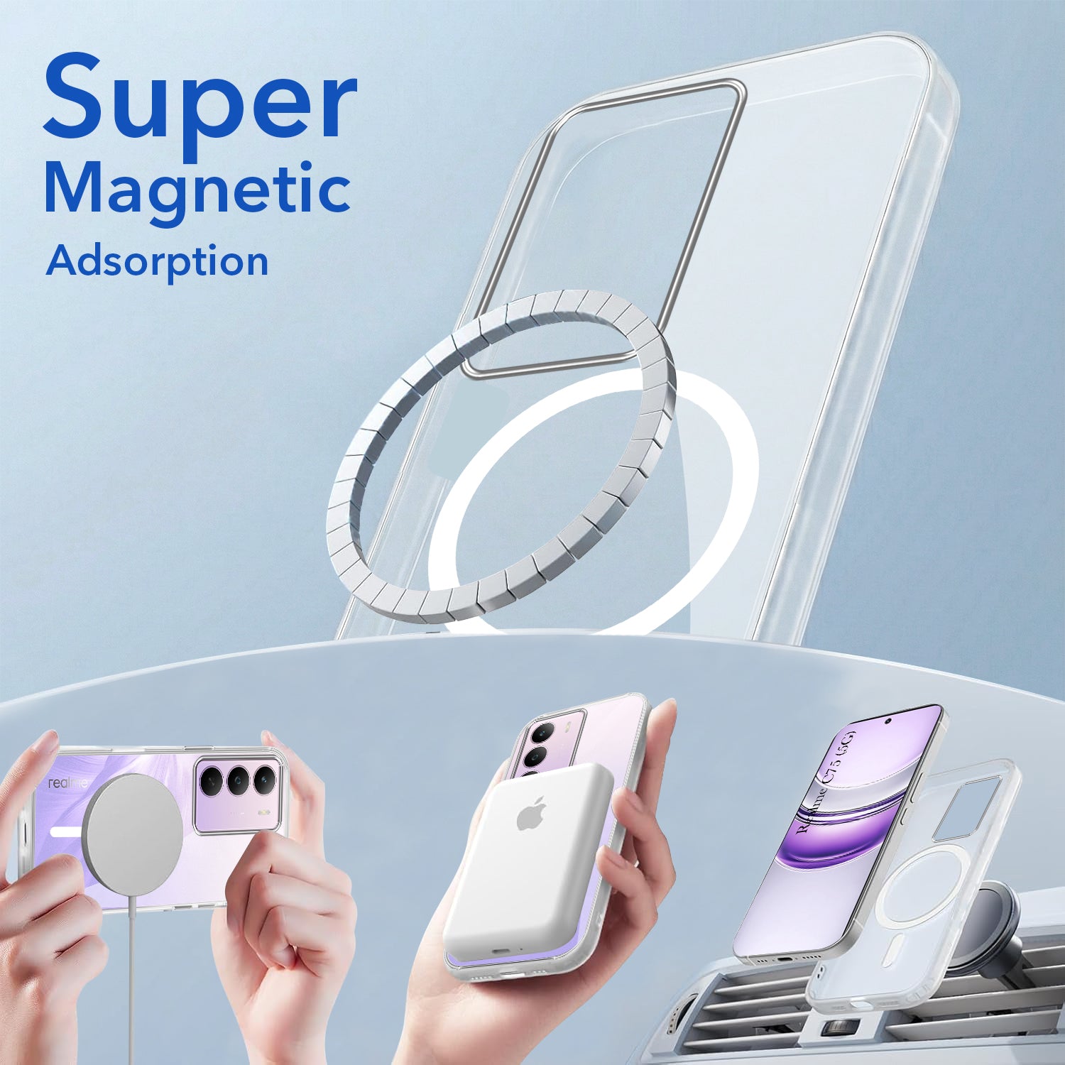 For Realme C75 5G Back Cover Case Lifetime Anti-Yellow MagSafe Compatible Clear (Sleek Hard Crystal | Shockproof and Camera Protection)