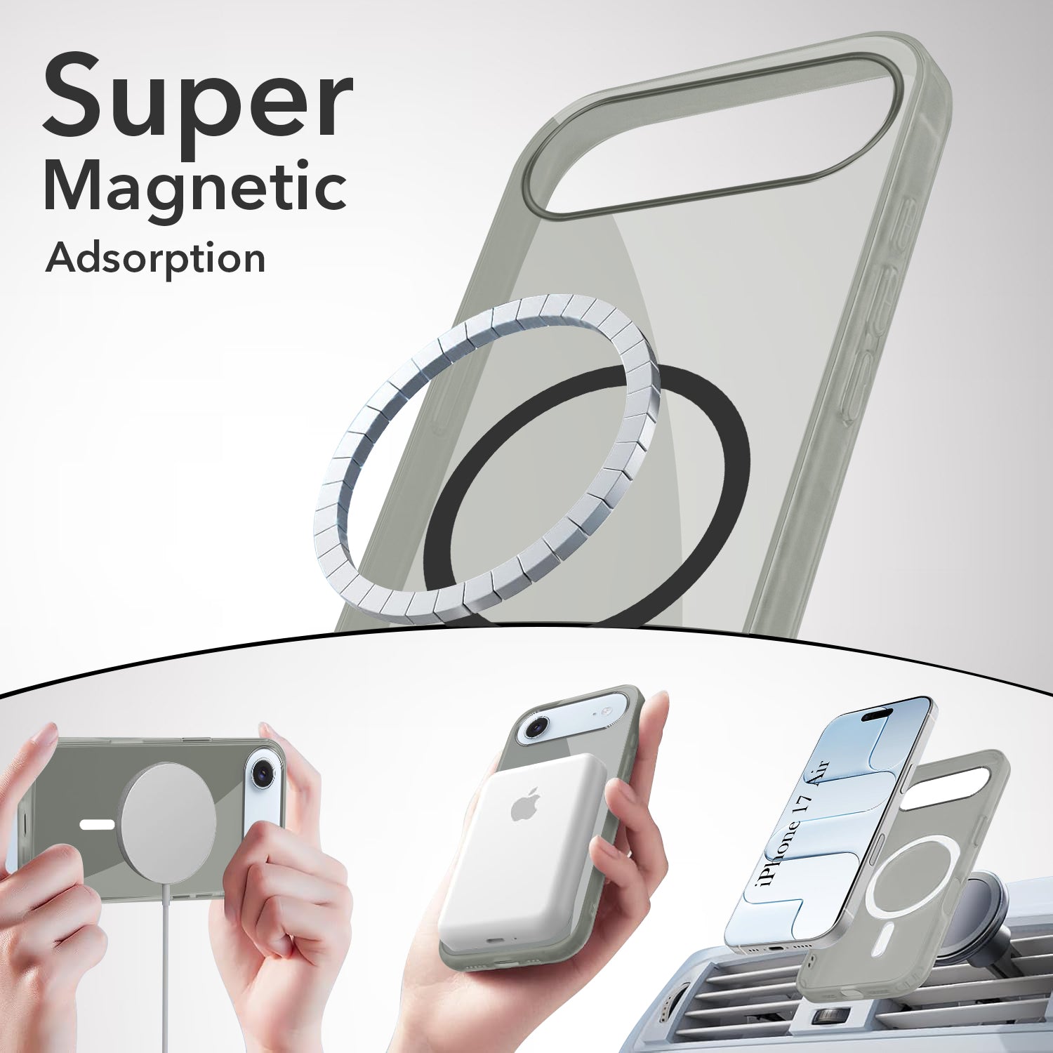 For Apple iPhone 17 Air Back Cover Case Lifetime Anti-Yellow MagSafe Compatible Clear (Sleek Hard Crystal | Camera Protection and Shockproof)