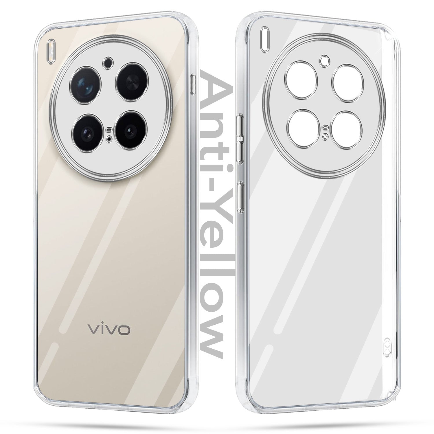 For Vivo X300 Pro Combo with Back Cover and 9H Tempered Glass (Lifetime Anti-Yellow | Sleek Hard Crystal | Oleophobic Coating Screen Glass)