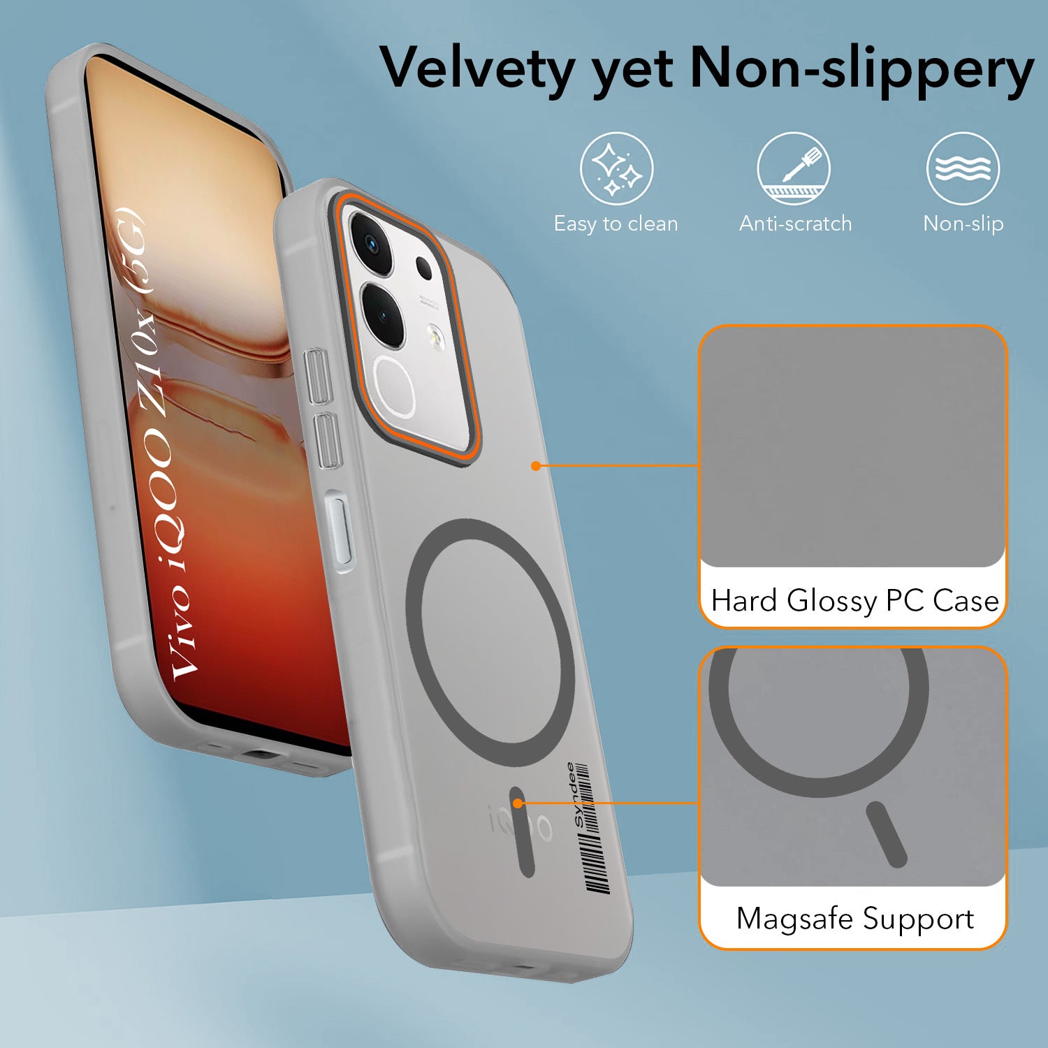 For Vivo iQOO Z10x Back Cover Case (Soft Touch | Camera Bump Protection | MagSafe Compatible | Matte Finish)