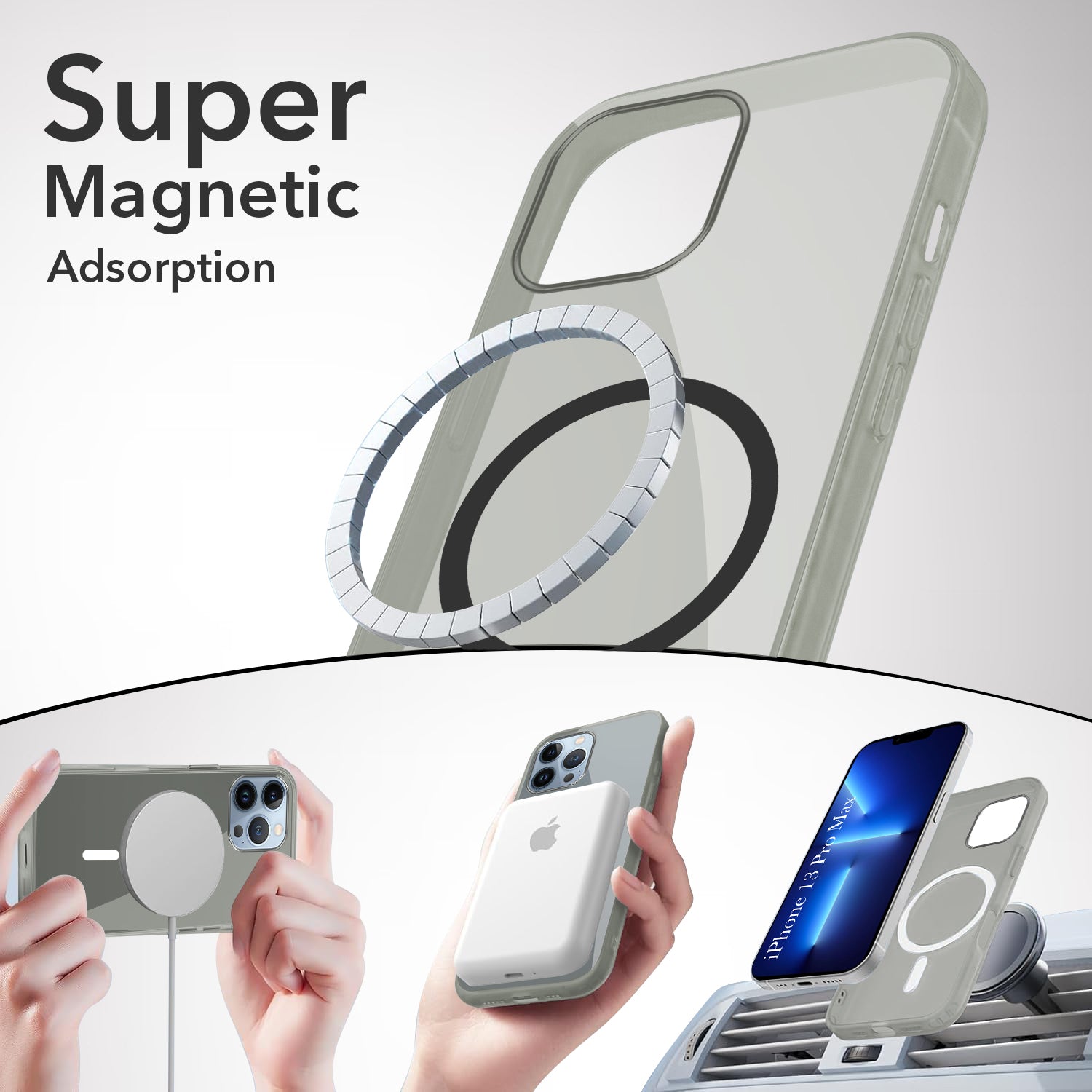 For Apple iPhone 13 Pro Max Back Case Cover Lifetime Anti-Yellow MagSafe Compatible Clear (Sleek Hard Crystal | Camera Protection and Shockproof)