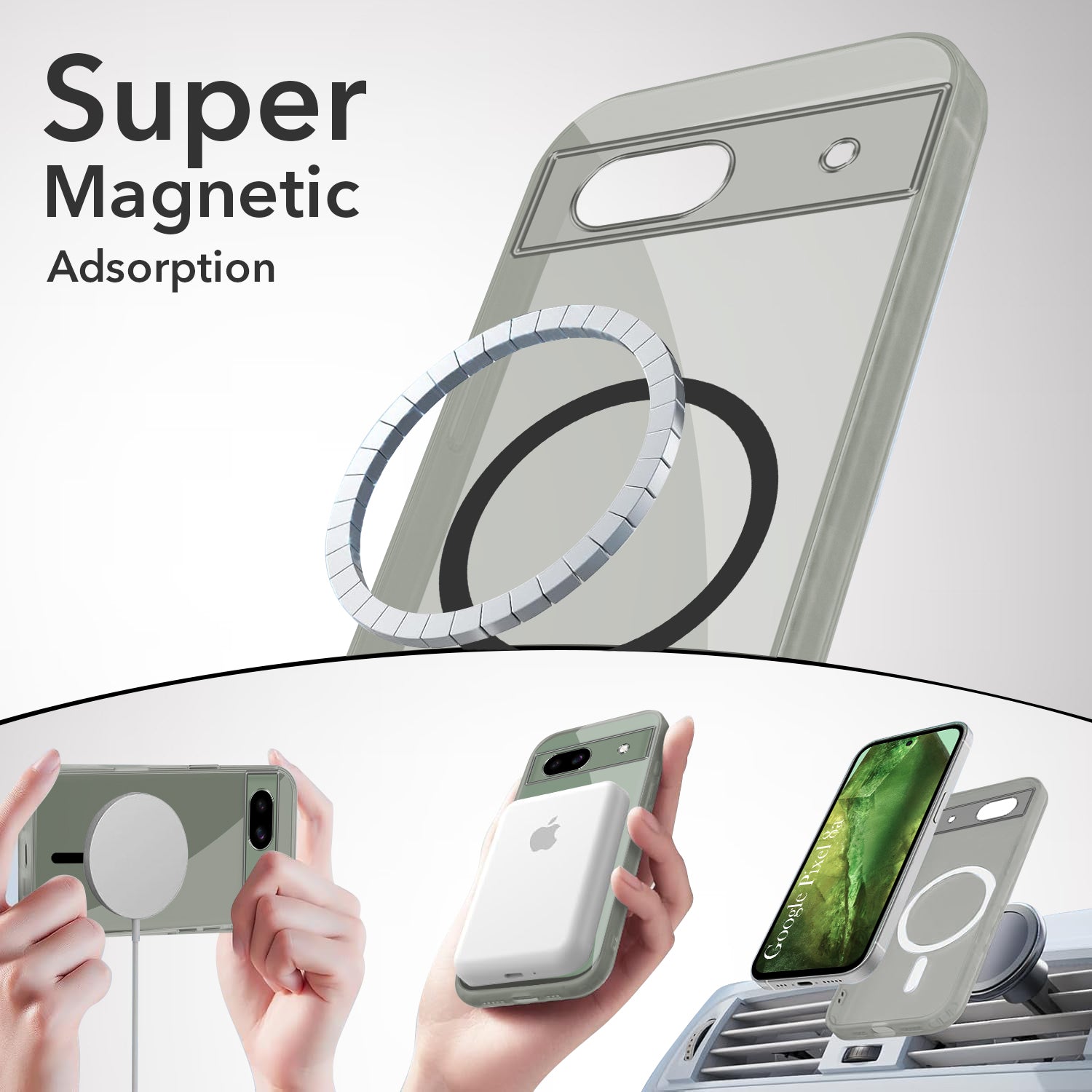 For Google Pixel 8a Back Cover Case Lifetime Anti-Yellow MagSafe Compatible Clear (Sleek Hard Crystal | Shockproof and Camera Protection)