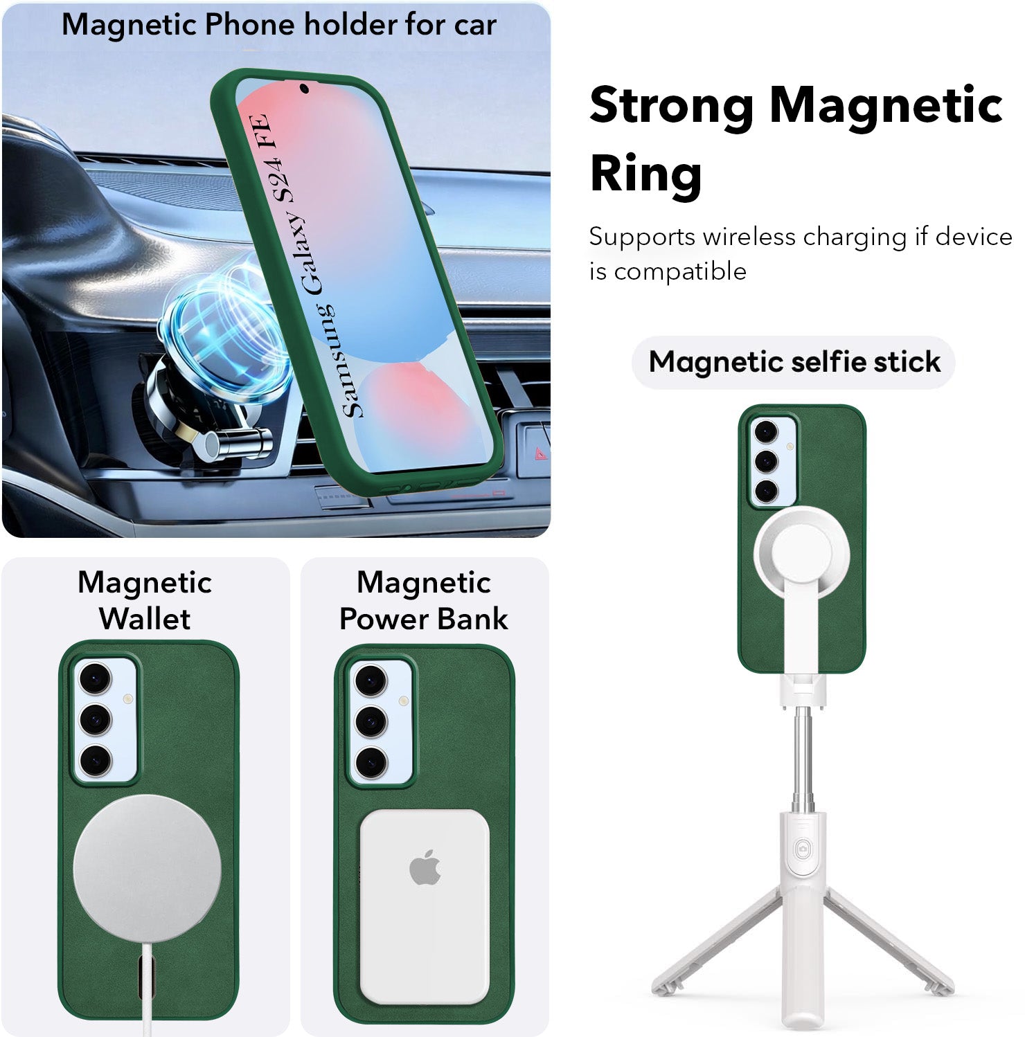 For Samsung Galaxy S24 FE Back Cover Case Leather Finish (MagSafe Compatible Wireless Charging | Soft Touch | Camera Bump Protection)