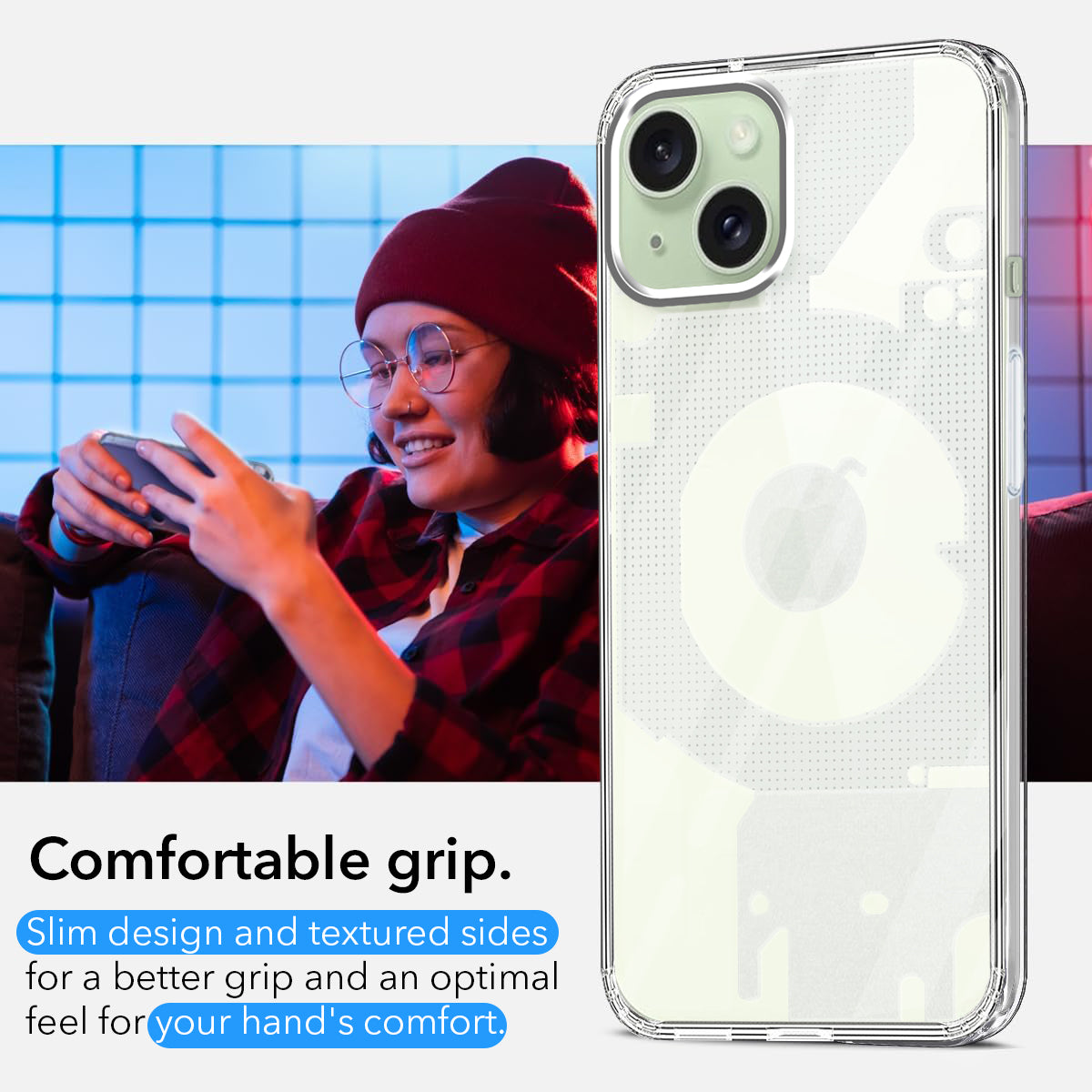 For iPhone 15 Back Cover (Silicone Matte Shockproof Case with Camera Protection | Soft and Flexible | Transparent)