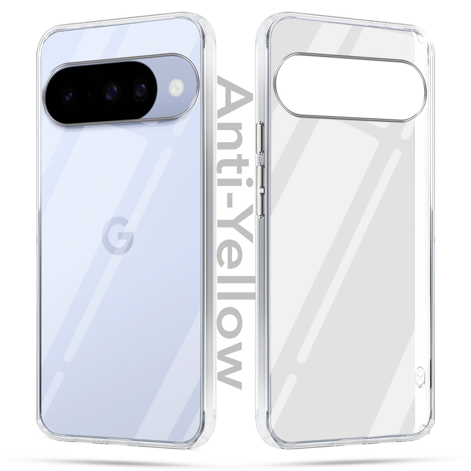 For Google Pixel 10 Combo with Back Cover and 9H Tempered Glass (Lifetime Anti-Yellow | Sleek Hard Crystal | Oleophobic Coating Screen Glass)