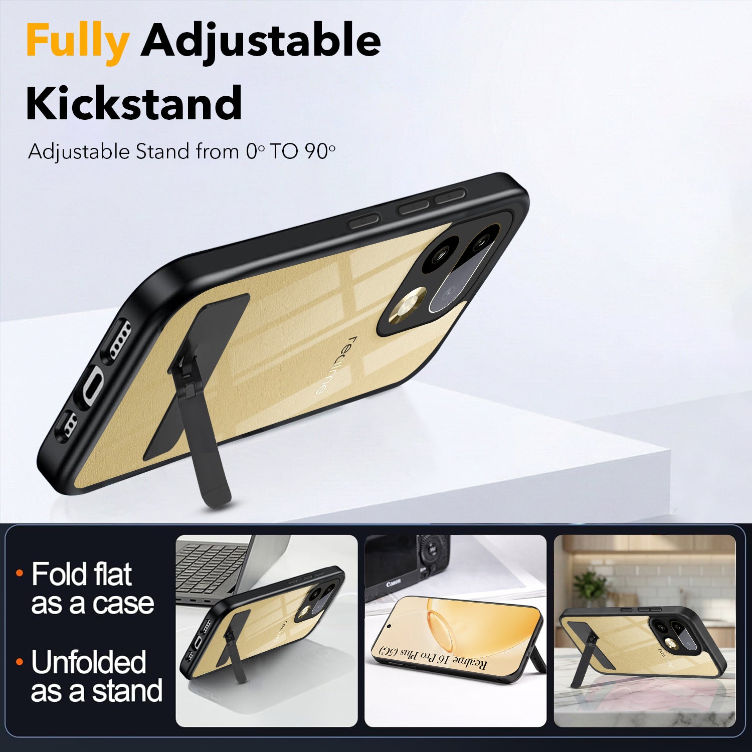 For Realme 16 Pro Plus 5G Back Cover Case (Built-in Stand | Lifetime Anti Yellow | Kickstand Shockproof | Camera Protection | MagSafe Compatible)