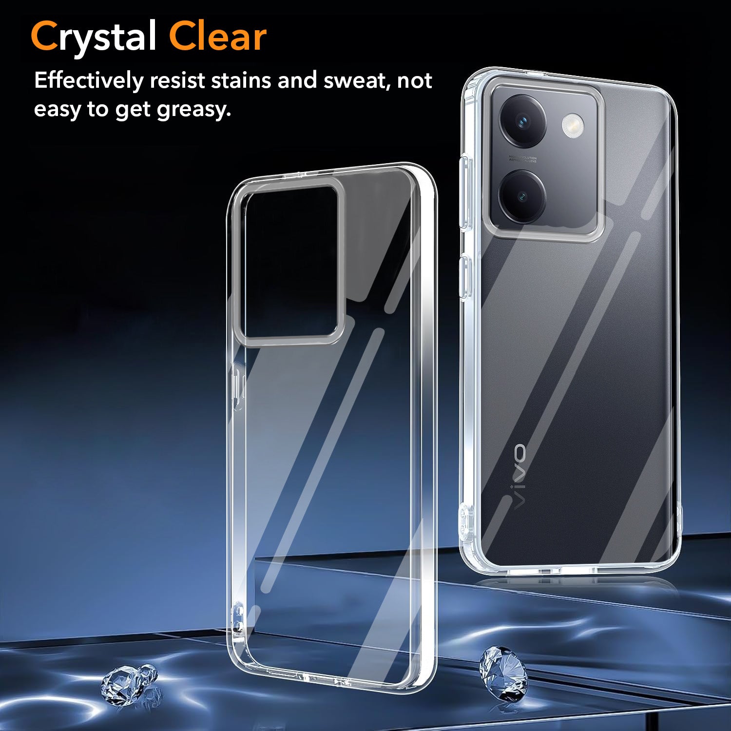 For Vivo Y200 Pro 5G Back Cover Case (Hybrid Crystal Panel with Side Soft PU | Camera Protection | HD Clear Shockproof)