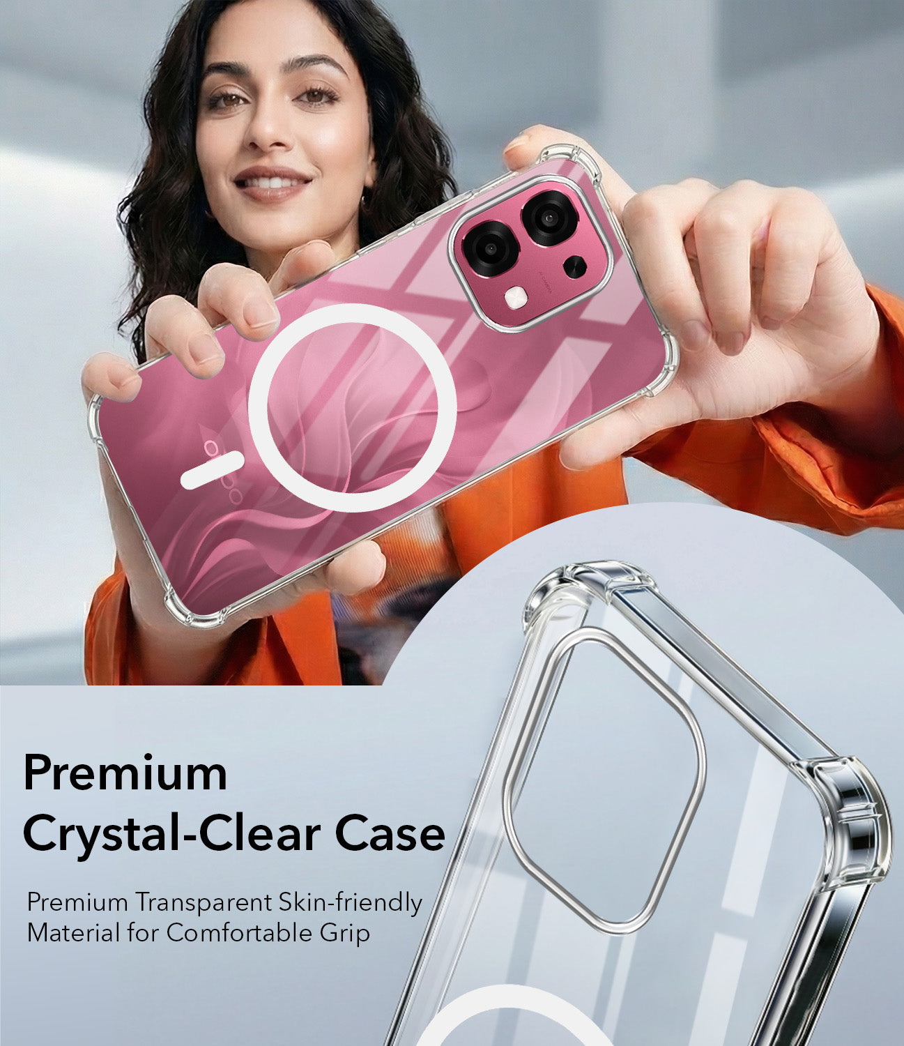 For Oppo F31 5G | Oppo F33 5G Back Cover Shockproof Crystal-Clear (Magsafe Wireless Support | Drop & Camera Protection | Hard Polycarbonate)