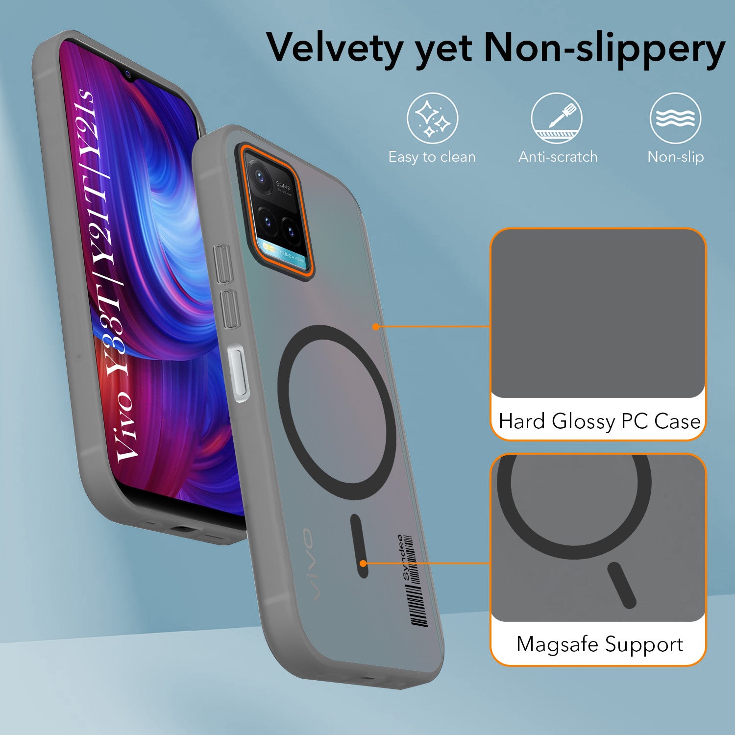 For Vivo Y33T | Vivo Y21T | Vivo Y21s Back Cover Case (Soft Touch | Camera Bump Protection | MagSafe Compatible | Matte Finish)