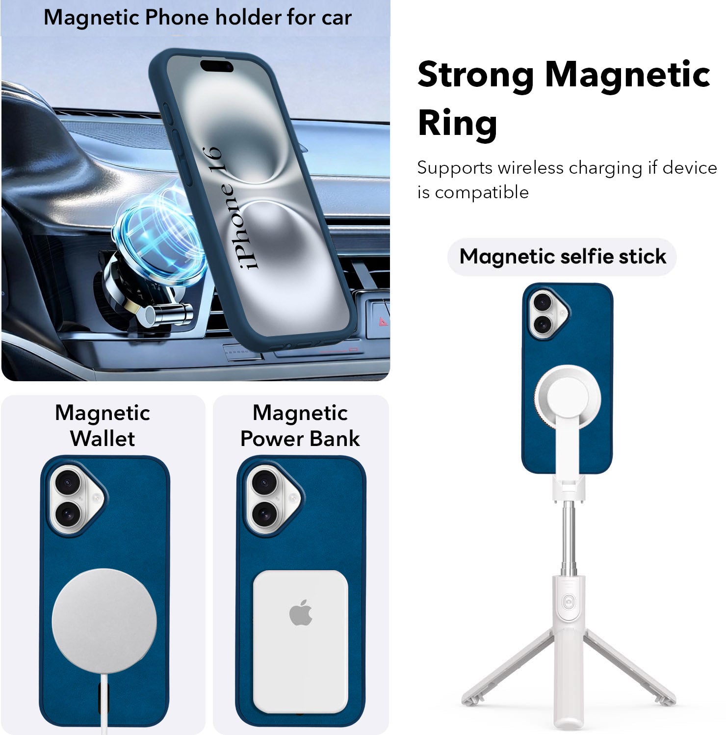 For Apple iPhone 16 Back Cover Case (Sleek Leather Finish | MagSafe Compatible Wireless Charging | Camera Bump Protection)