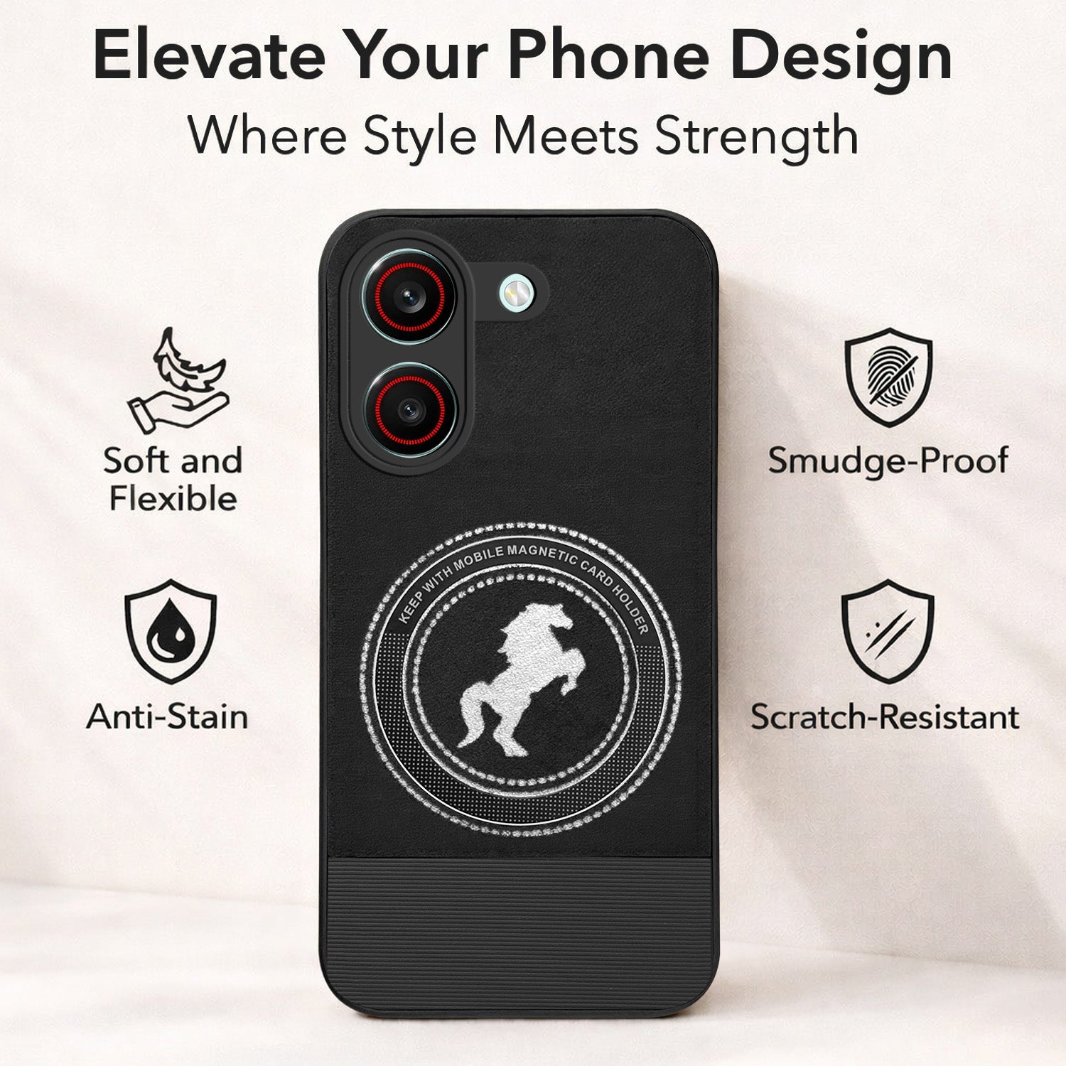 For Redmi Turbo 5 Back Cover Case PU Leather Finish (Professional Minimalist Texture | MagSafe Compatile | Camera Protection | Sleek Sober Formal)