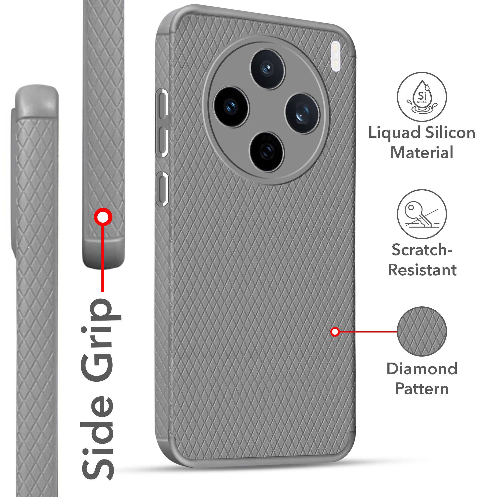 For Vivo X200T Back Cover Case Liquid Silicone (Camera Protection | Side Grip Texture | Soft and Flexible)