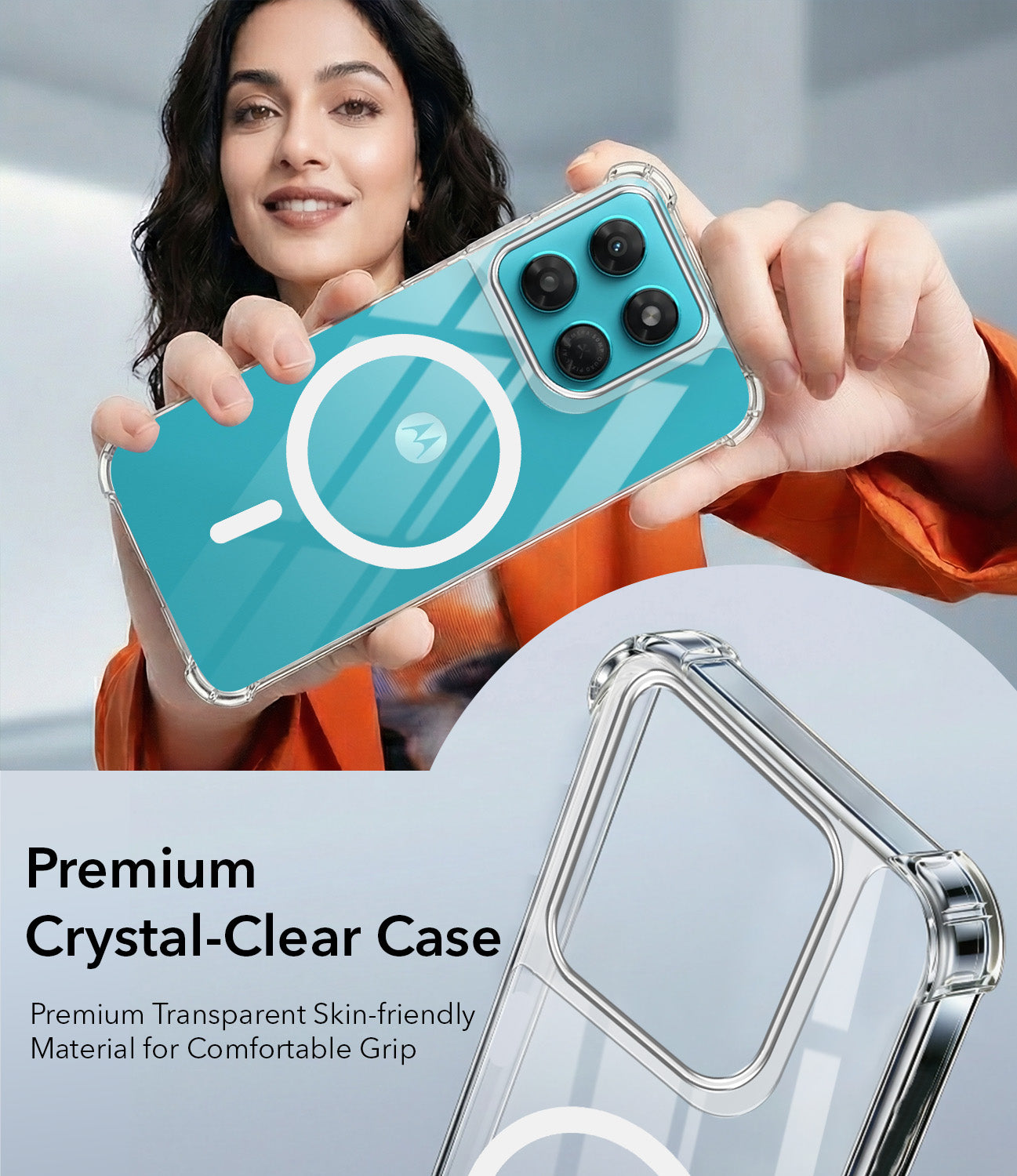 For Motorola Moto G37 Back Cover Shockproof Crystal-Clear (Magsafe Wireless Support | Drop & Camera Protection | Hard Polycarbonate)
