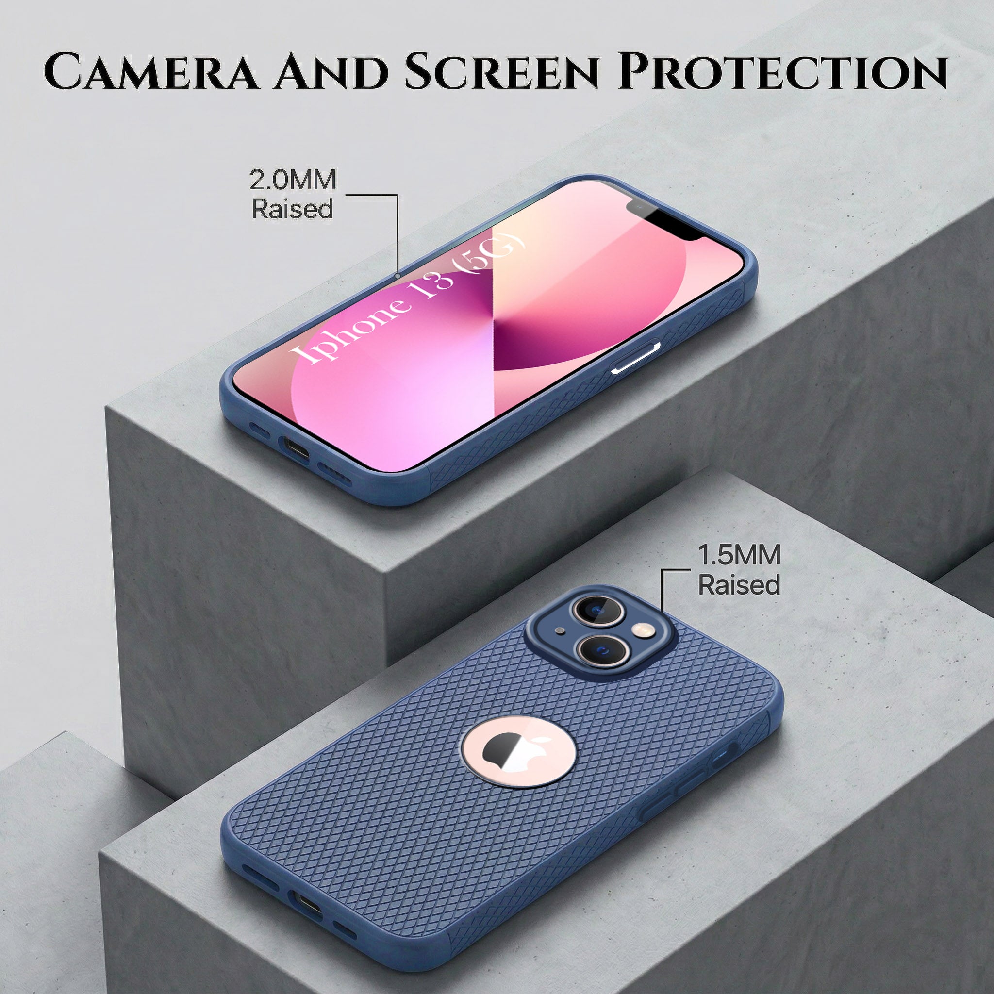 For Apple iPhone 13 Combo with Back Cover and 9H Tempered Glass (Liquid Silicone | Camera Protection | Oleophobic Coating Screen Glass)