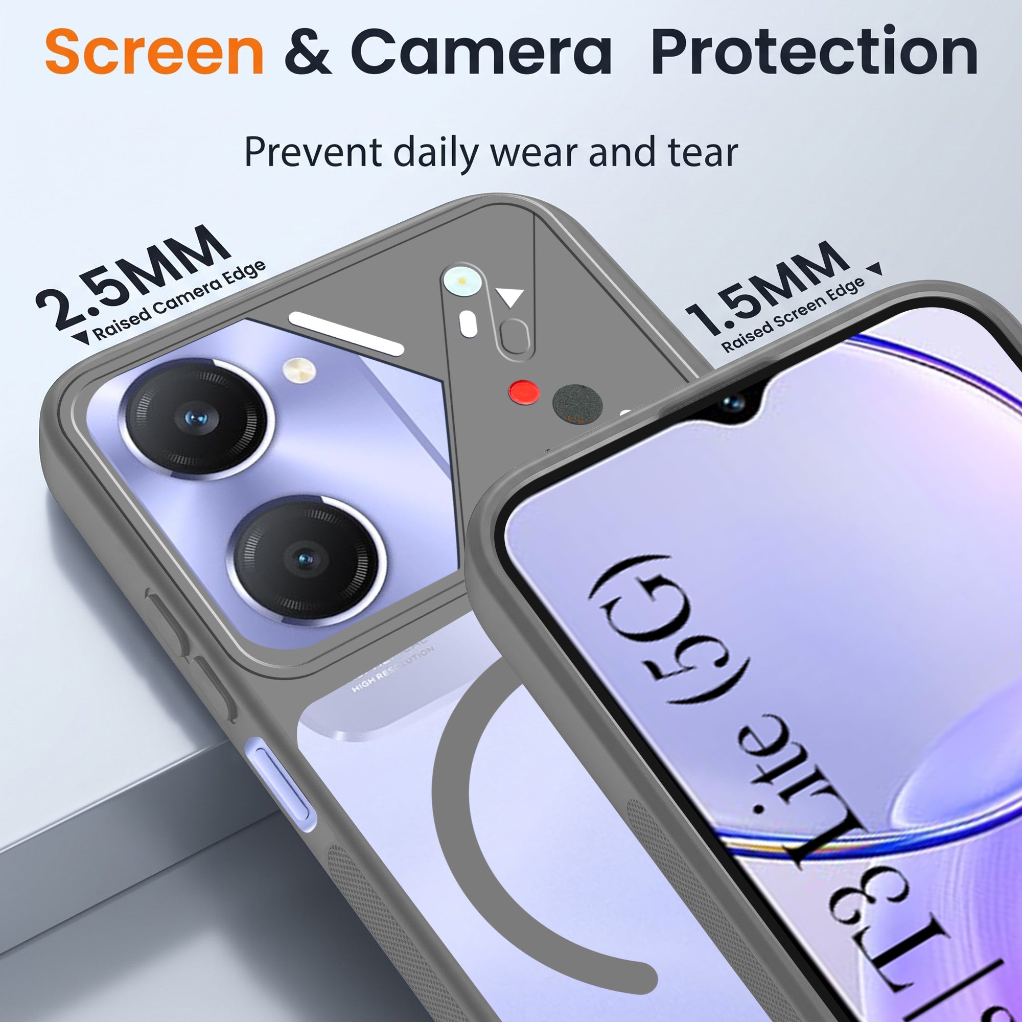 For Vivo Y28s 5G | Vivo T3 Lite 5G Back Cover Case Lifetime Anti-Yellow Clear (Camera Protection | Side Grip | Wireless MagSafe Compatible)