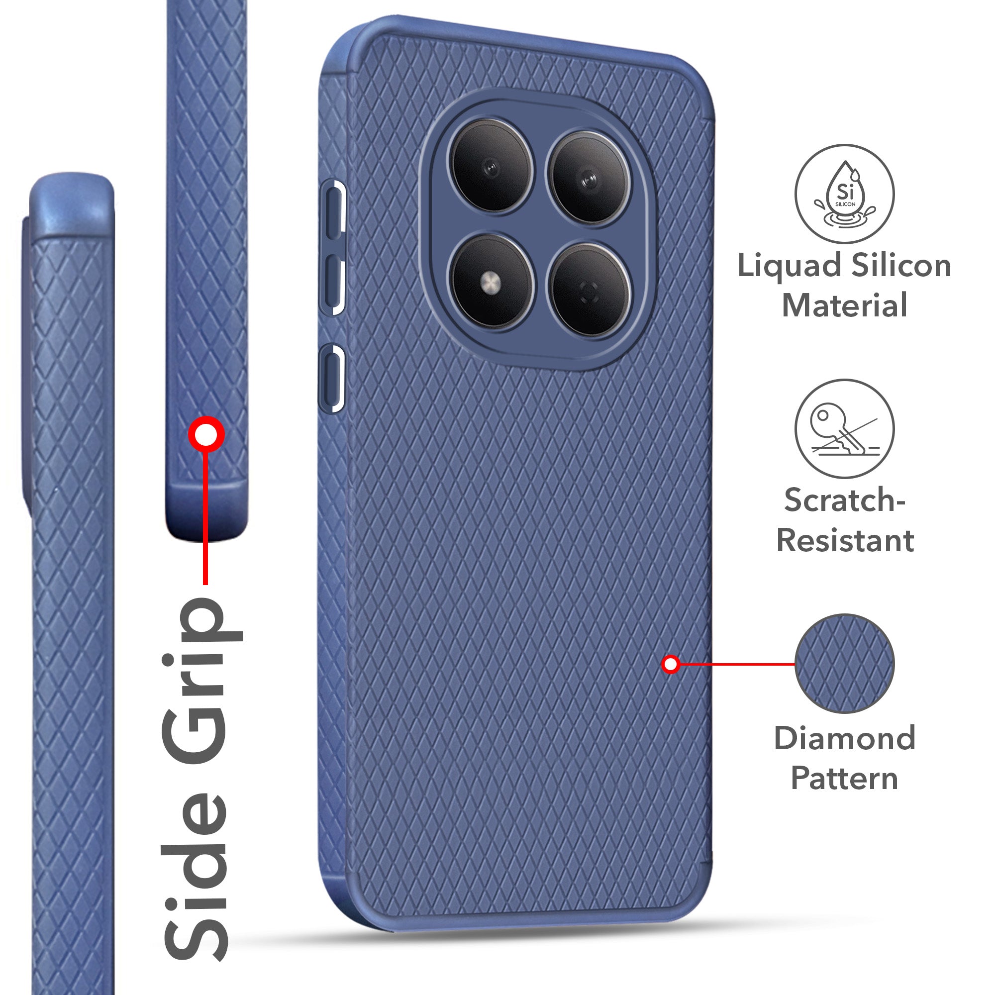 For Xiaomi Redmi Note 15 Pro 5G Back Cover Case Liquid Silicone (Camera Protection | Side Grip Texture | Soft and Flexible)