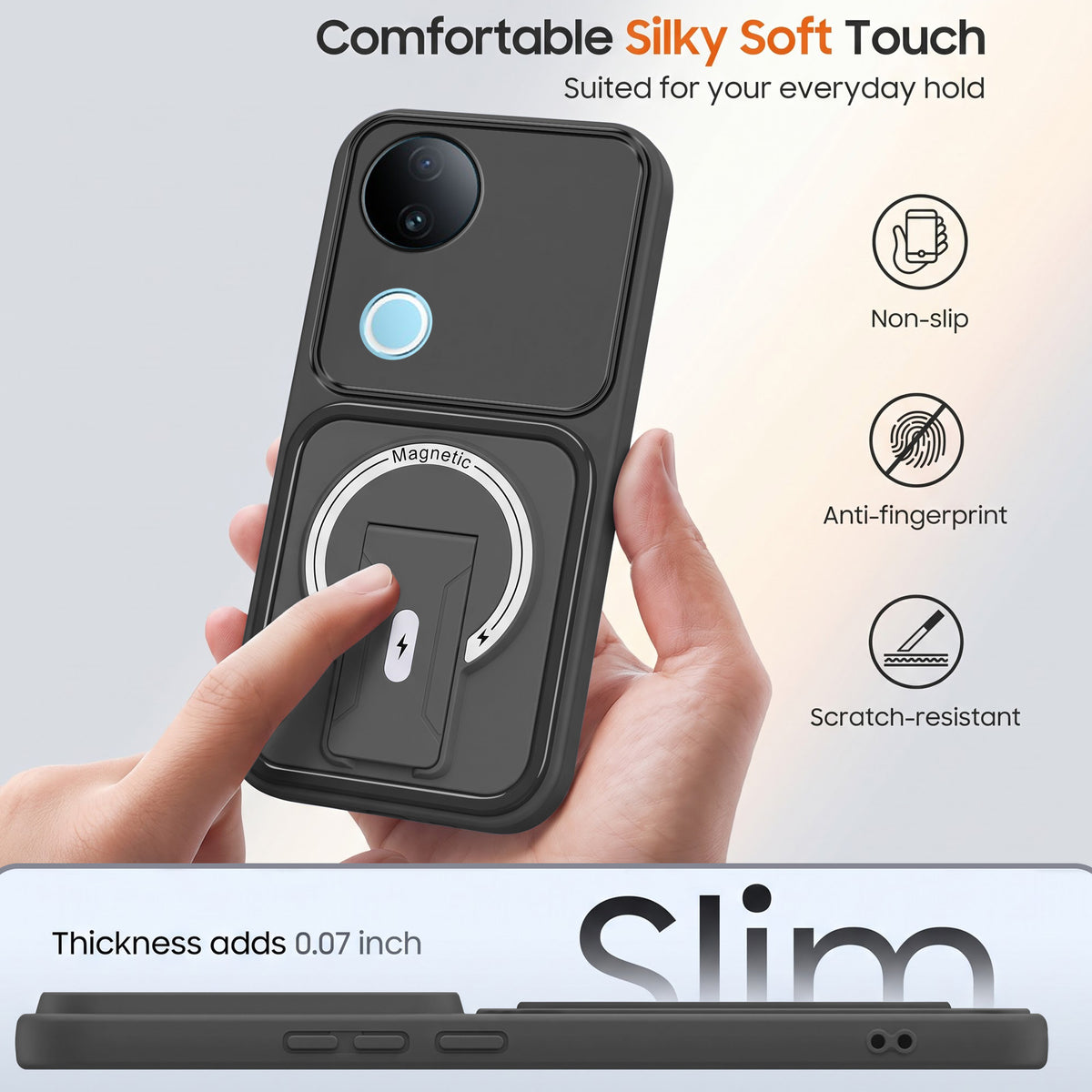 For Vivo iQOO Z10R Back Case Cover Metallic (Hybrid Armor Kickstand | MagSafe Compatible | Camera Protection Shockproof)