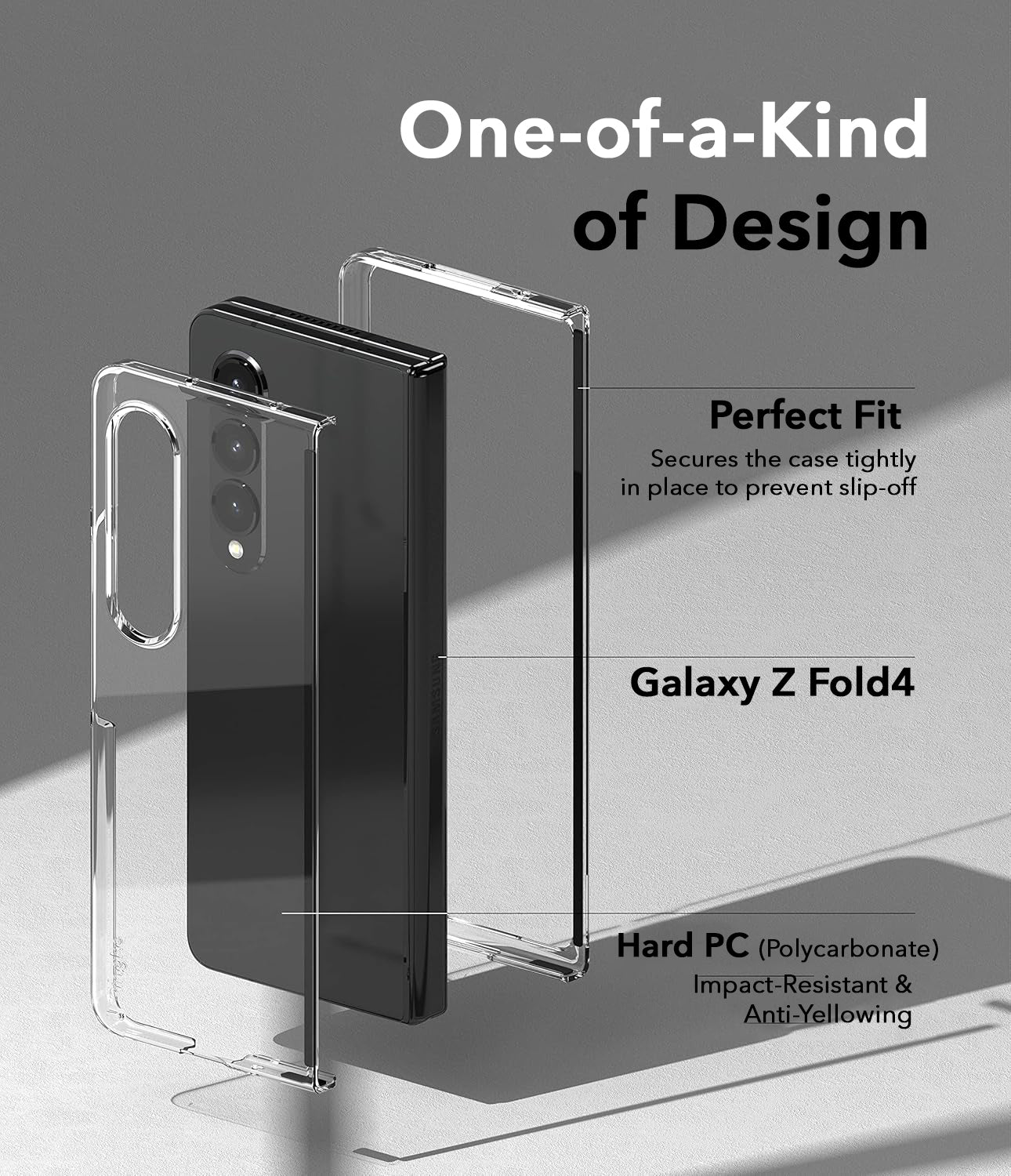 For Samsung Galaxy Z Fold 4 5G Back Cover Case (Hard Anti Yellow Clear Case | Sleek Hard Crystal Clear | Drop & Camera Protection | Shockproof