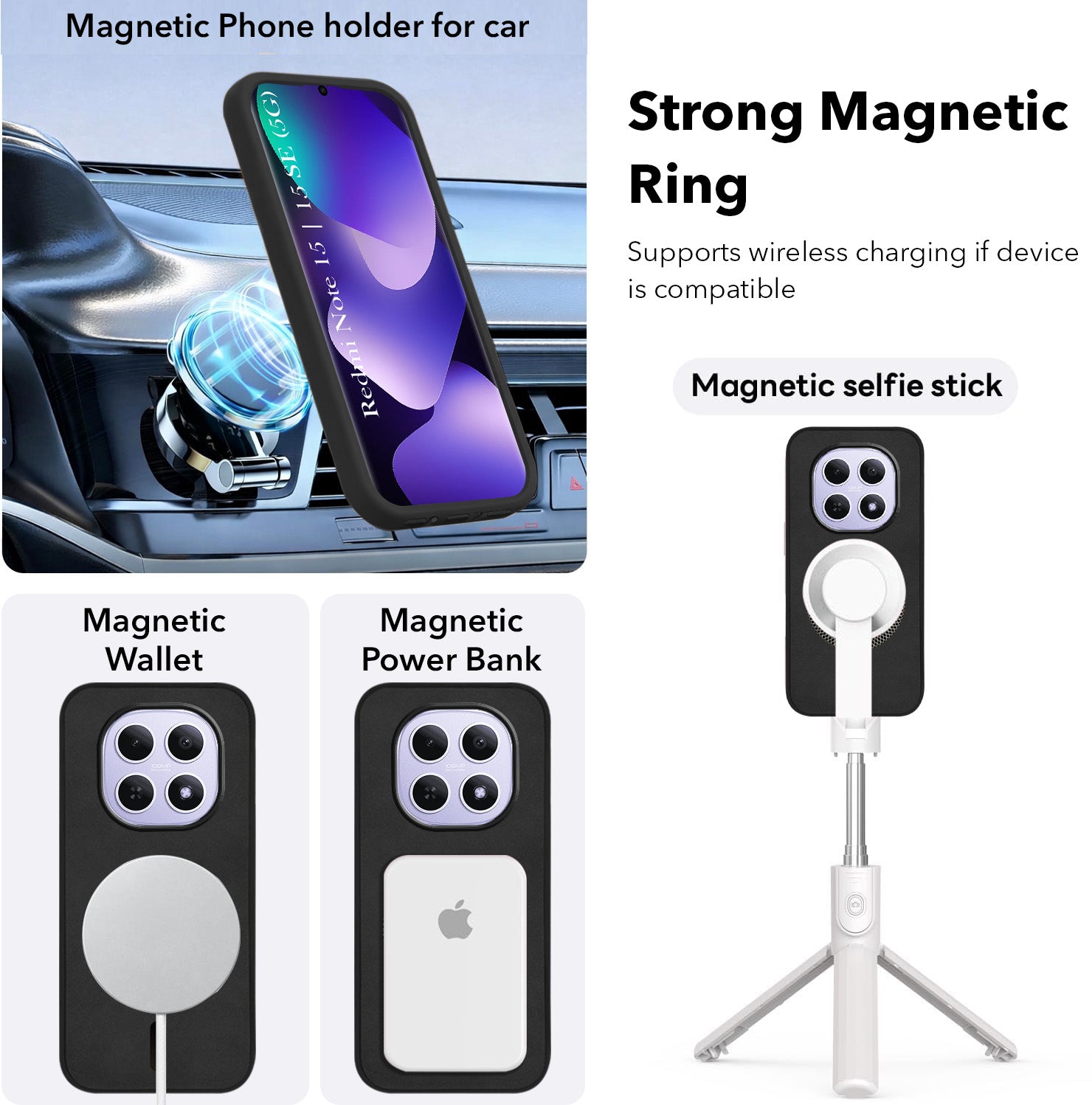 For Xiaomi Redmi Note 15 5G | Redmi Note 15 SE 5G Back Cover Case Leather Finish (MagSafe Compatible Wireless Charging | Soft Touch | Camera Bump Protection)