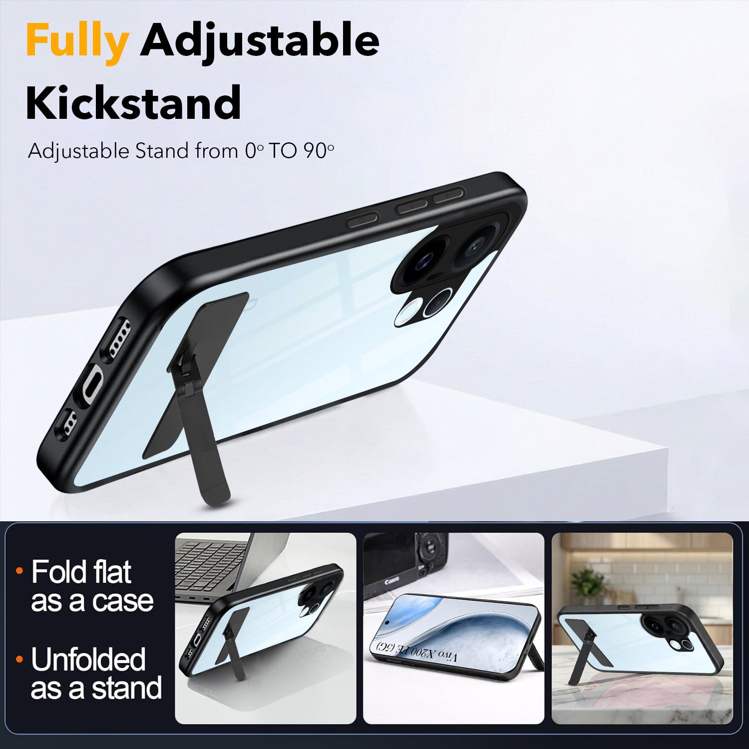 For Vivo X200 FE Back Cover Case (Built-in Stand | Lifetime Anti Yellow | Kickstand Shockproof | Camera Protection | MagSafe Compatible)