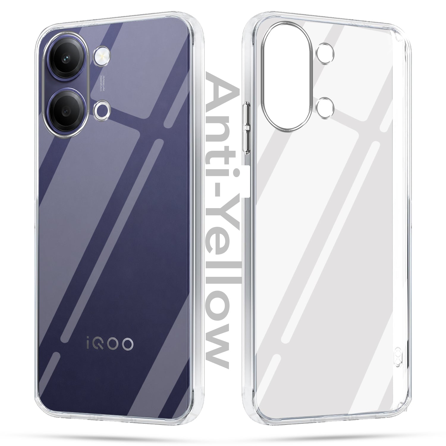 For Vivo iQOO Z11 Lite Combo with Back Cover and 9H Tempered Glass (Lifetime Anti-Yellow | Sleek Hard Crystal | Oleophobic Coating Screen Glass)