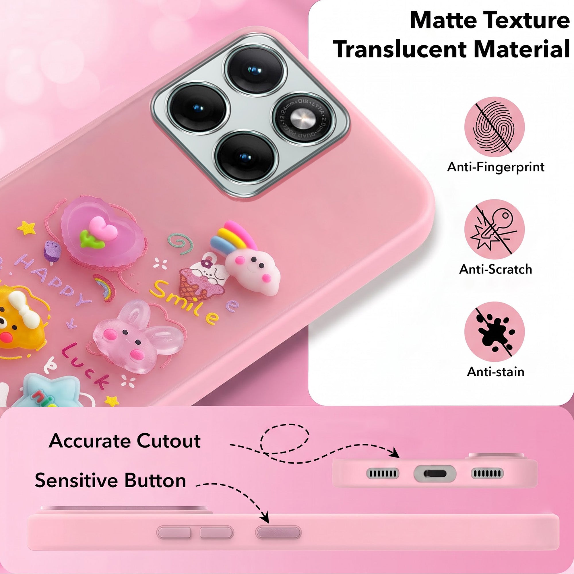 For Motorola Moto Edge 70 Fusion Back Cover Case (3D Cute Cartoons | Hard Back Side Soft | Matte Premium Finish | HD Printing)