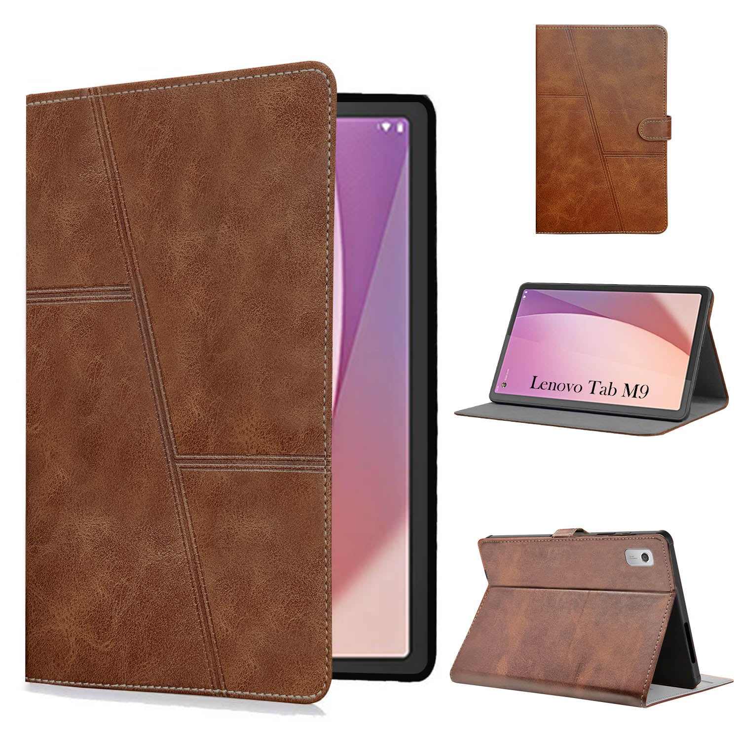 For Flip Cover Folio Case Lenovo Tab M9 (TB310FU) 9 Inch (PU Leather | Multi-Angle Smart Stand | Card Storage Slots | Silicone Back Pouch)