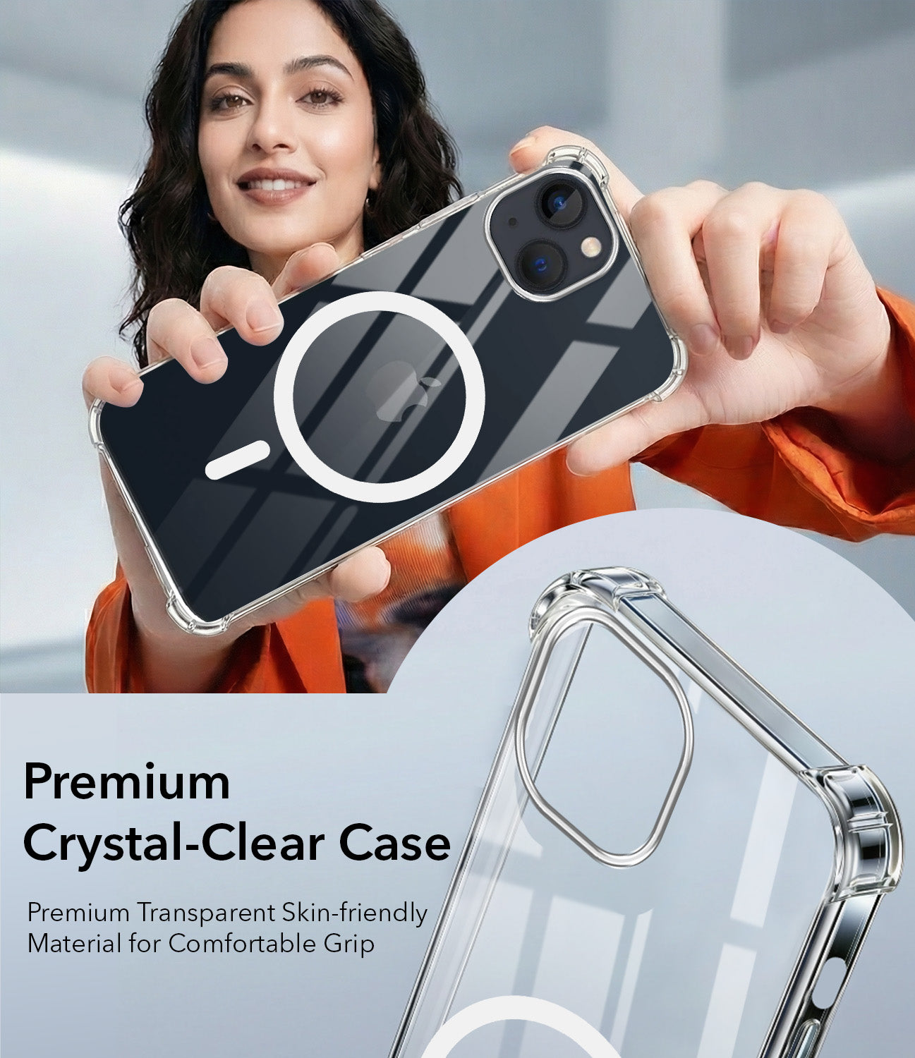For Apple iPhone 13 Back Cover Shockproof Crystal-Clear (Magsafe Wireless Support | Drop & Camera Protection | Hard Polycarbonate)