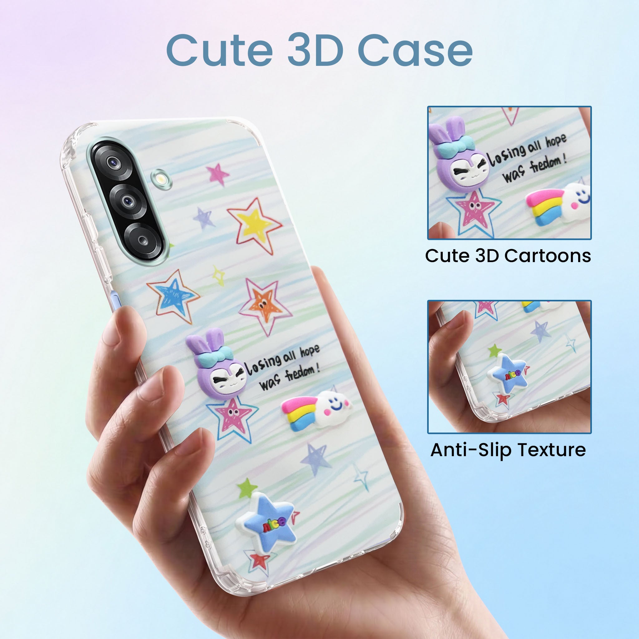 For Samsung Galaxy A26 5G Back Cover Case (3D Cute Cartoons | Hard Back Side Soft | Matte Premium Finish | HD Printing)