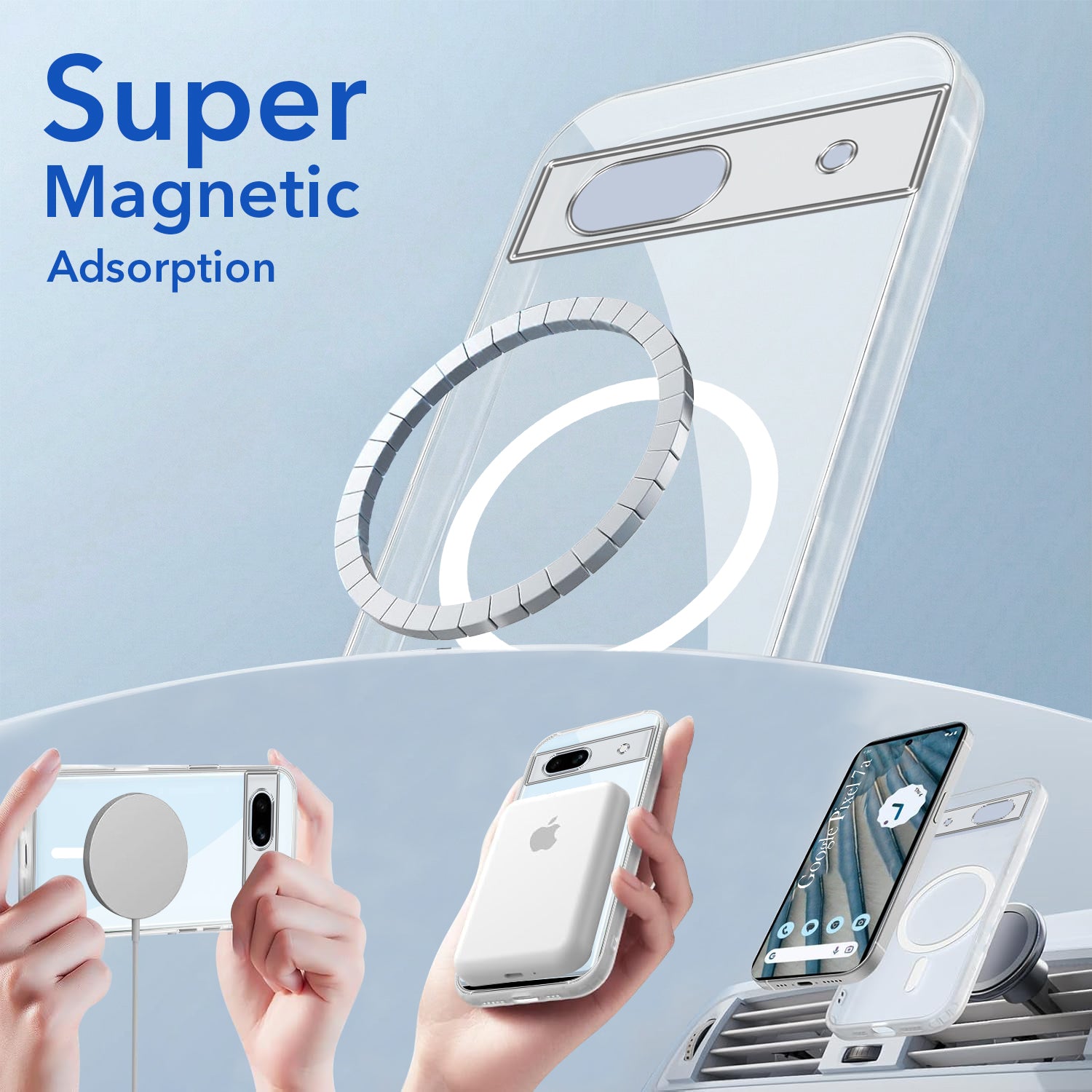 For Google Pixel 7a Back Cover Case Lifetime Anti-Yellow MagSafe Compatible Clear (Sleek Hard Crystal | Shockproof and Camera Protection)