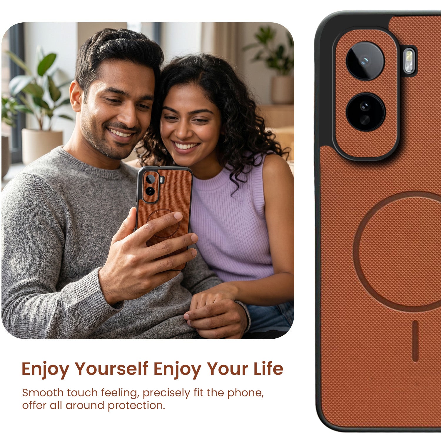 For Vivo T5 Pro 5G Back Cover Case PU Leather (Texture Grip Design | Professional Minimalist | Camera Protection | Soft and Flexible)