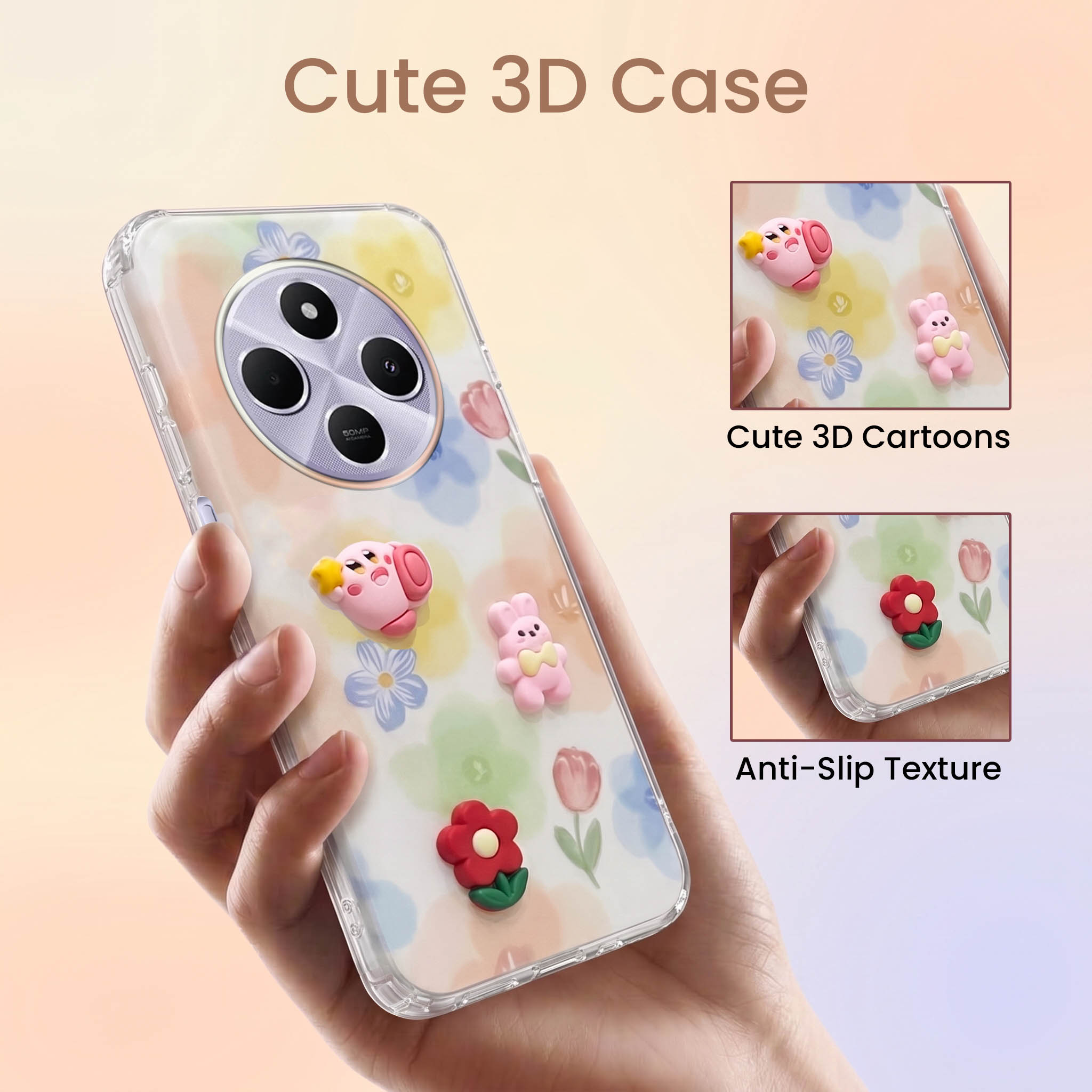For Redmi A4 5G | Xiaomi Redmi 14C Back Cover Case (3D Cute Cartoons | Hard Back Side Soft | Matte Premium Finish | HD Printing)