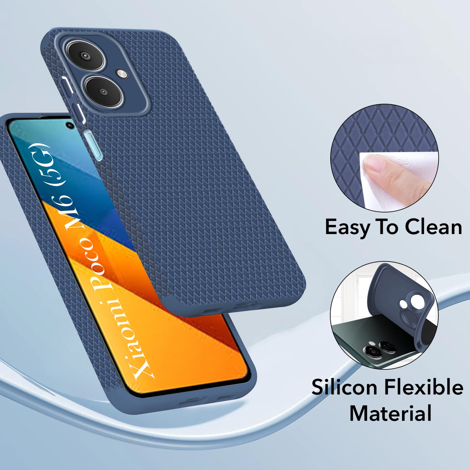 For Poco M6 5G Back Cover Case (Liquid Silicone | Side Grip | Camera Protection)