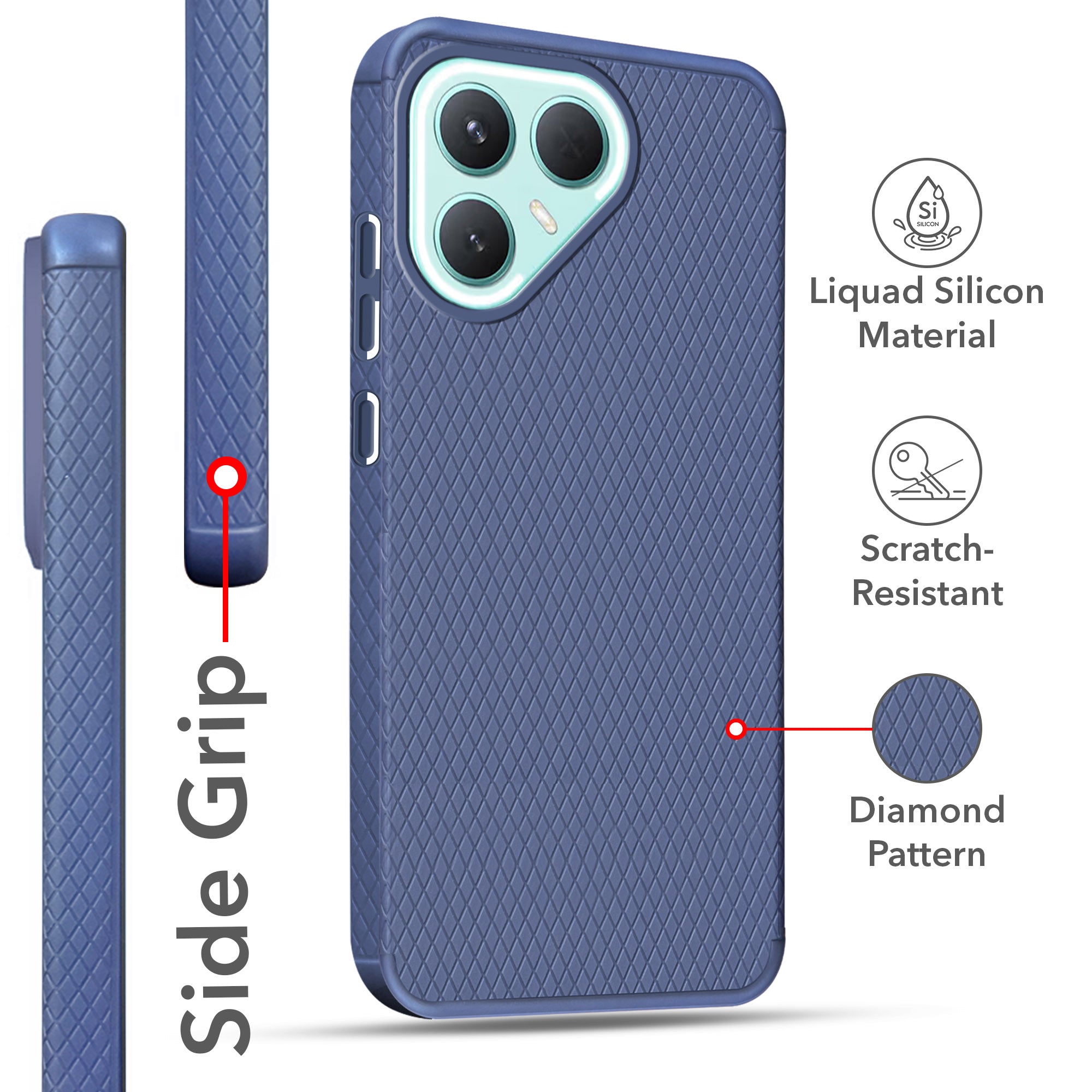 For Tecno Pova 7 Pro 5G Back Cover Case Liquid Silicone (Camera Protection | Side Grip Texture | Soft and Flexible)