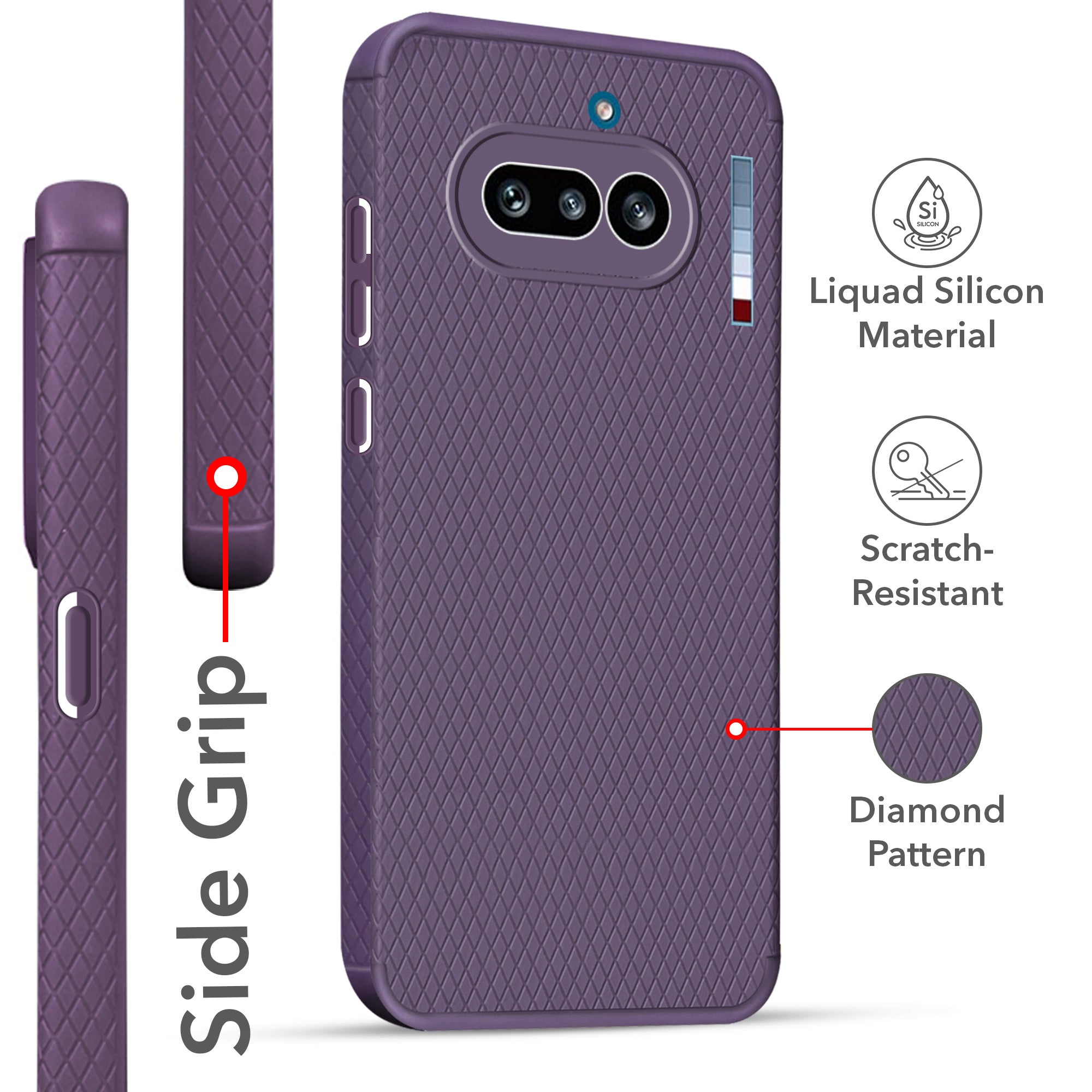 For Nothing Phone 4A 5G Back Cover Case Liquid Silicone (Camera Protection | Side Grip Texture | Soft and Flexible)