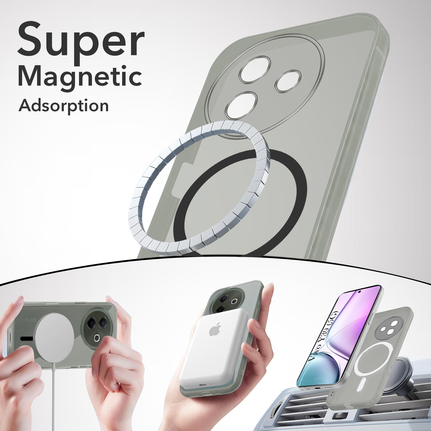 For Vivo Y39 Back Cover Case Lifetime Anti-Yellow MagSafe Compatible Clear (Sleek Hard Crystal | Shockproof and Camera Protection)